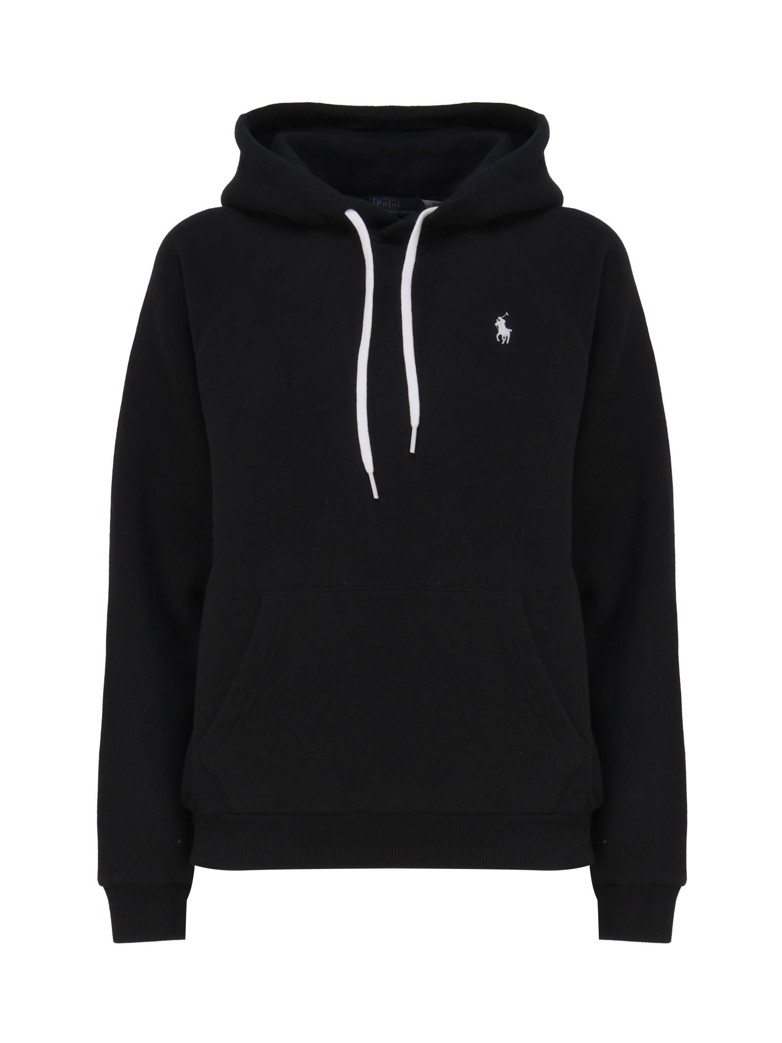 Polo Ralph Lauren Drawstring Hood Kangaroo Pocket Sweatshirt In Poloblack