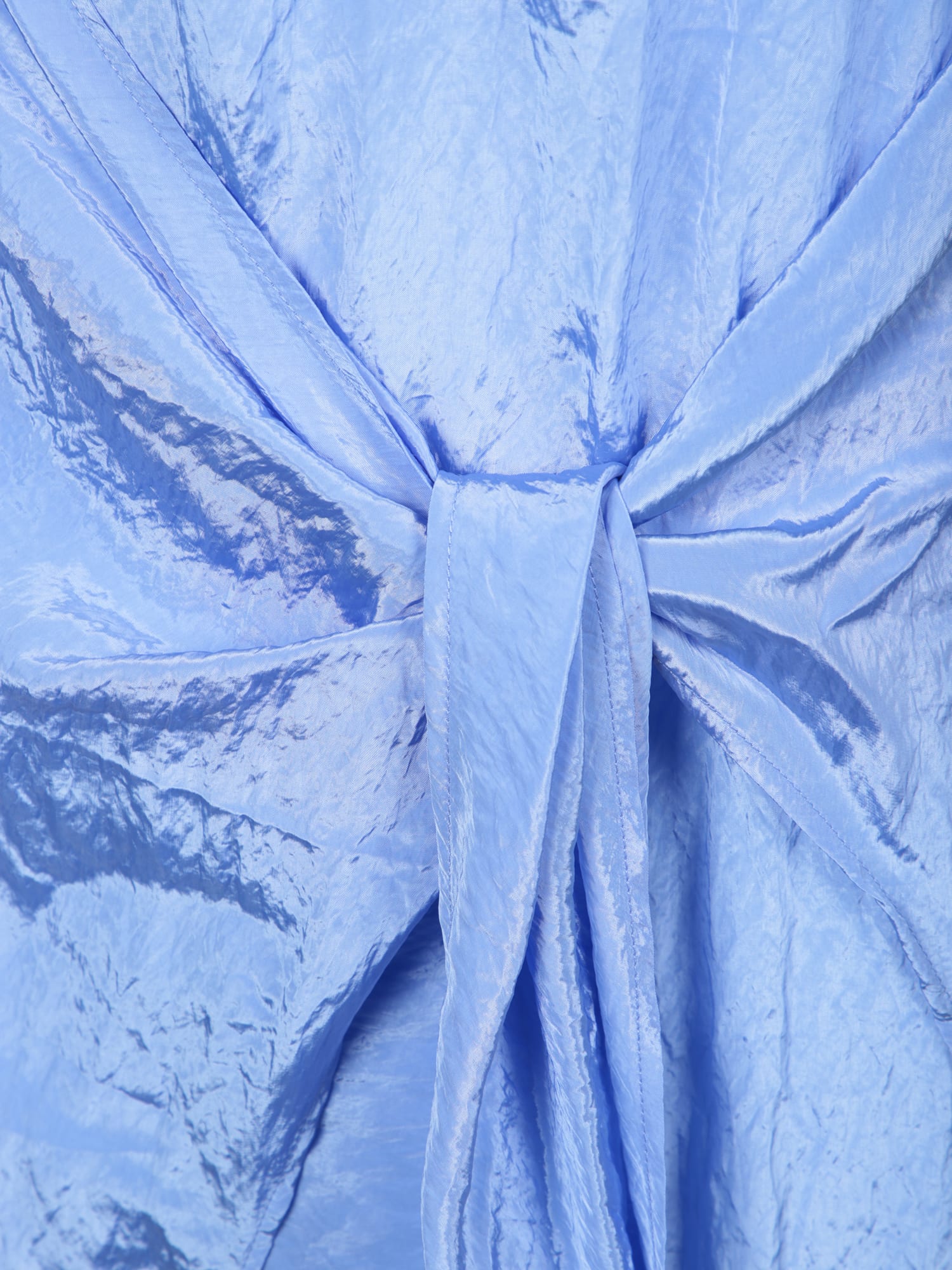 Shop Federica Tosi Cerulean Froissã© V-neck Long Dress In Blue
