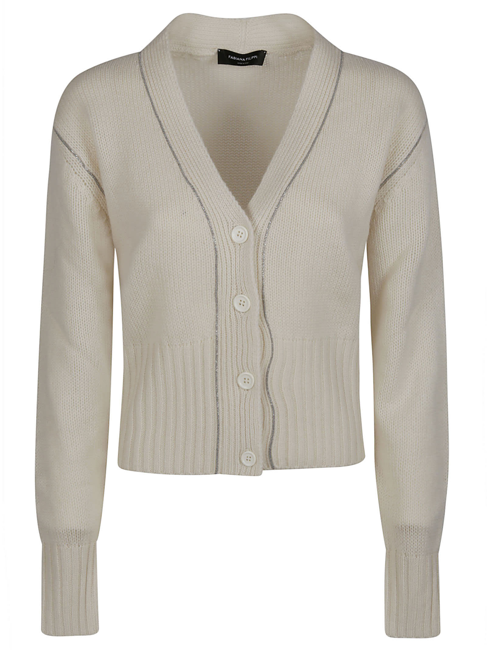 Shop Fabiana Filippi Cardigan In Bianco