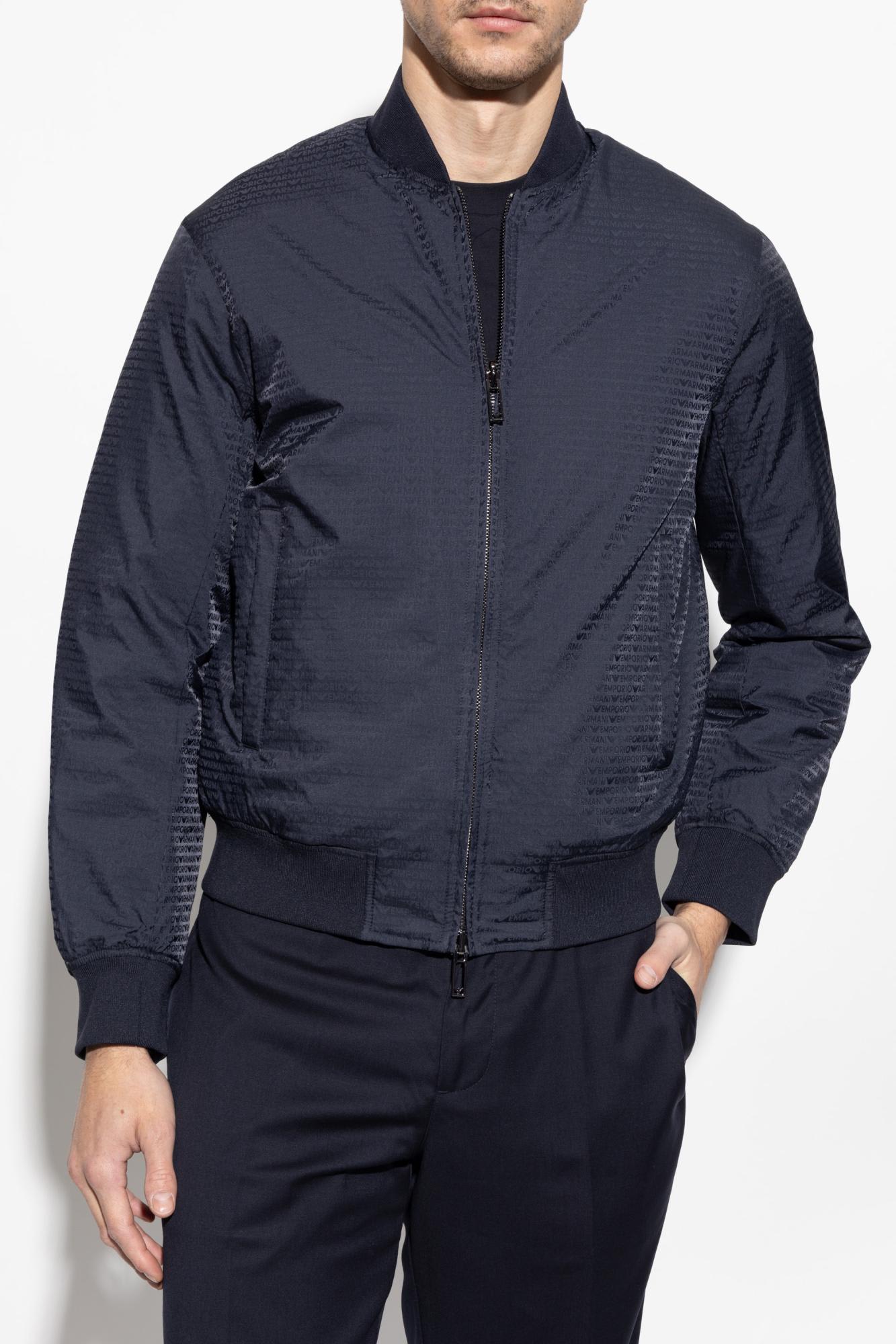 Emporio Armani Men's Nylon Bomber Jacket In Blue