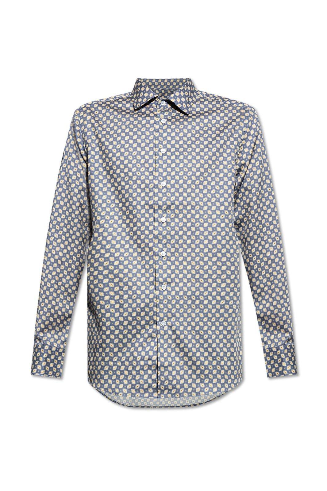 Shop Etro Graphic Printed Long-sleeved Shirt In Blue