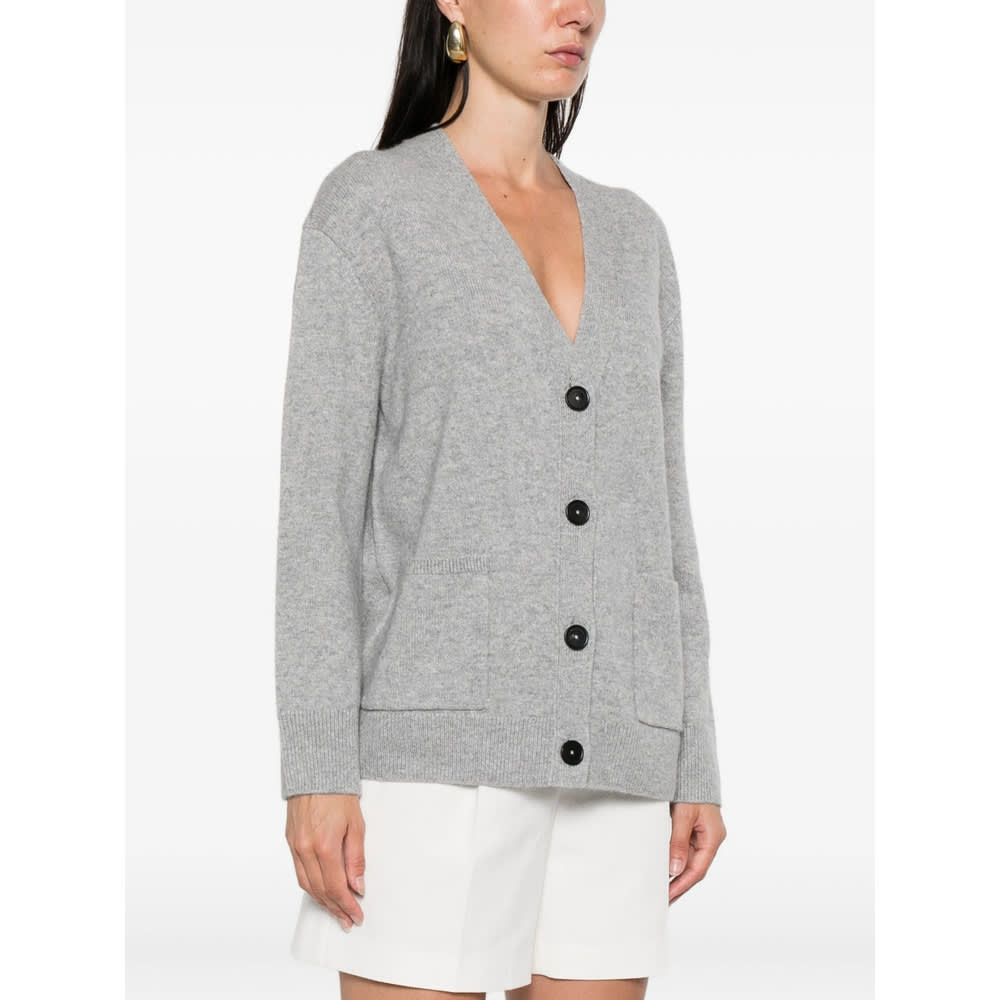 Anine Bing Boxy Grey Cashmere Cardigan With Button Closure In Gray