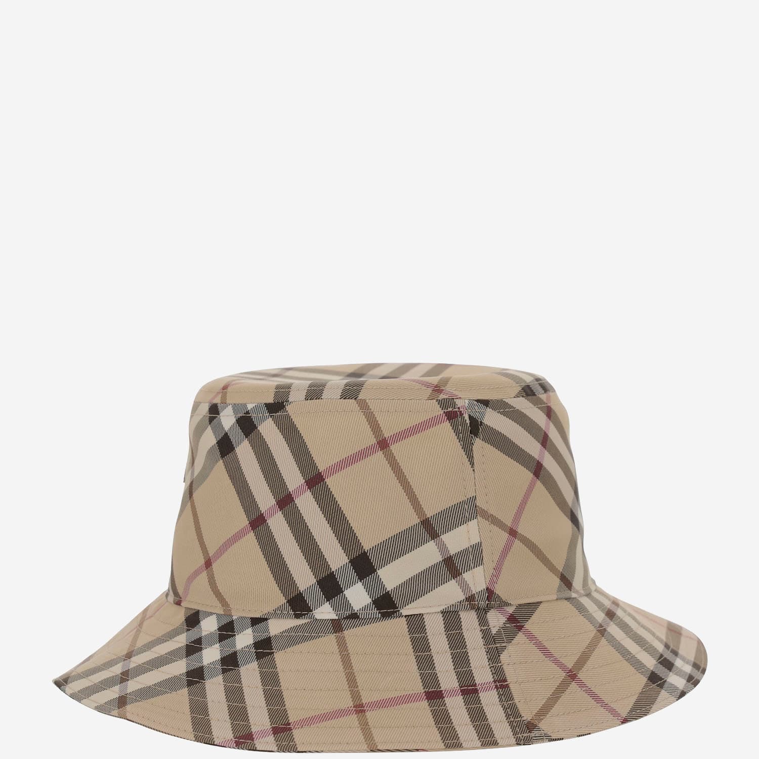 Burberry Checkered Pattern Bucket Hat With Logo Embroidery In Red