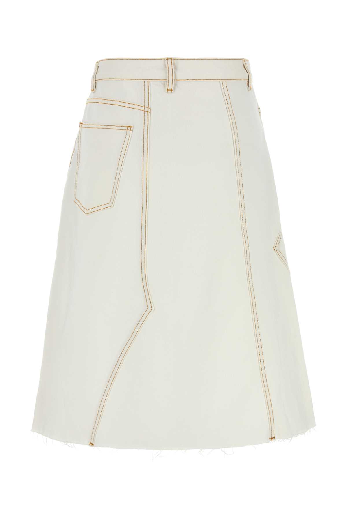 Shop Tory Burch White Denim Skirt In Chalk