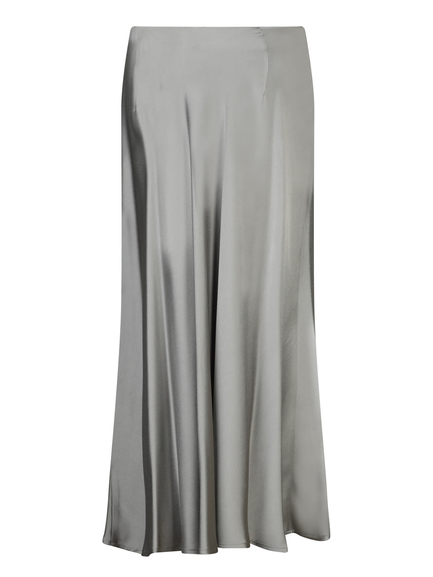 Shop Herno Grey Satin Midi Skirt