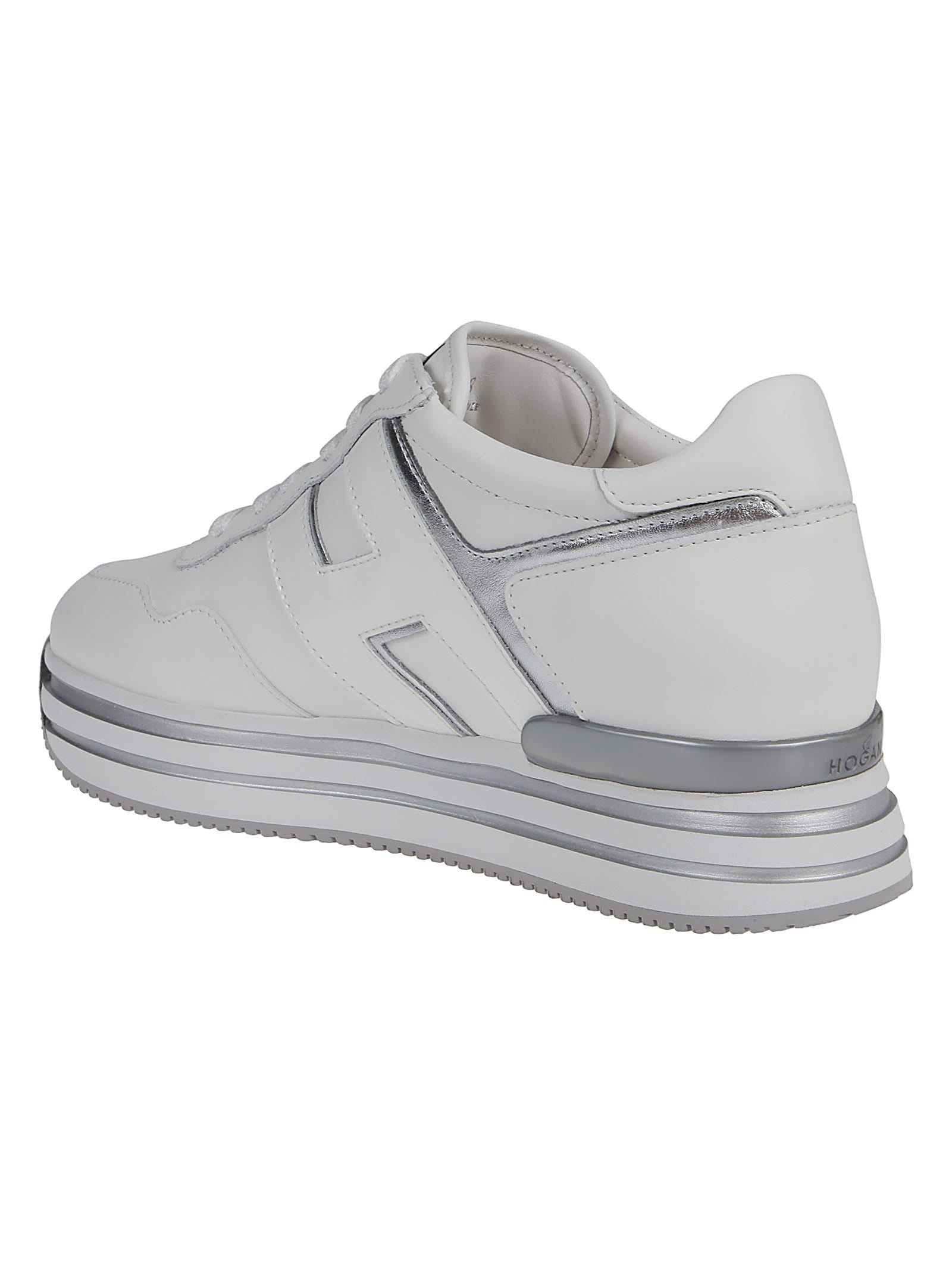 Shop Hogan Midi Platform H483 Sneakers In Bianco/argento