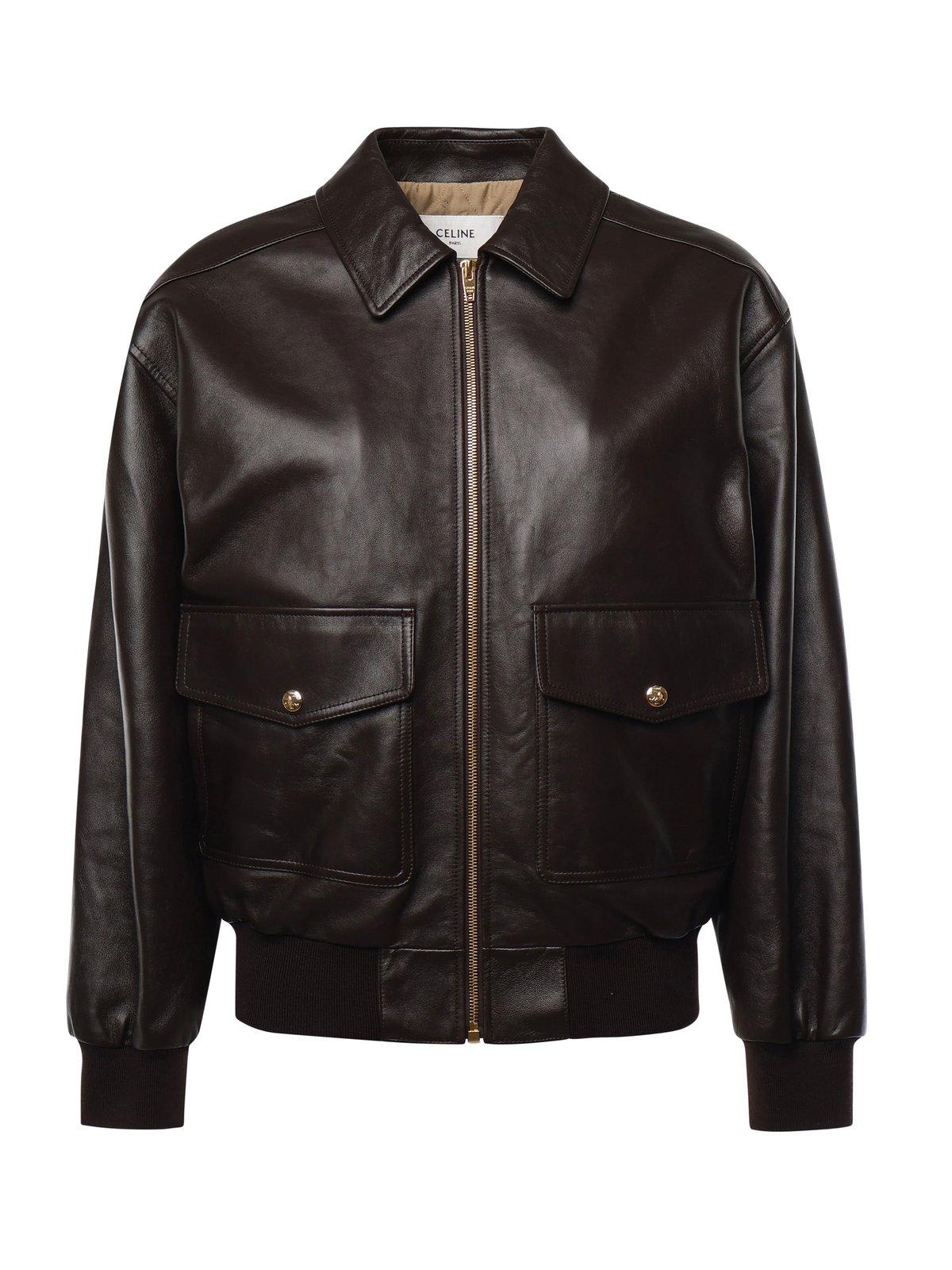 CELINE｜LEATHER JACKETS (LOOSE AVIATOR BLOUSON JACKET IN Women's Classic aviator blouson jacket in soft lambskin
