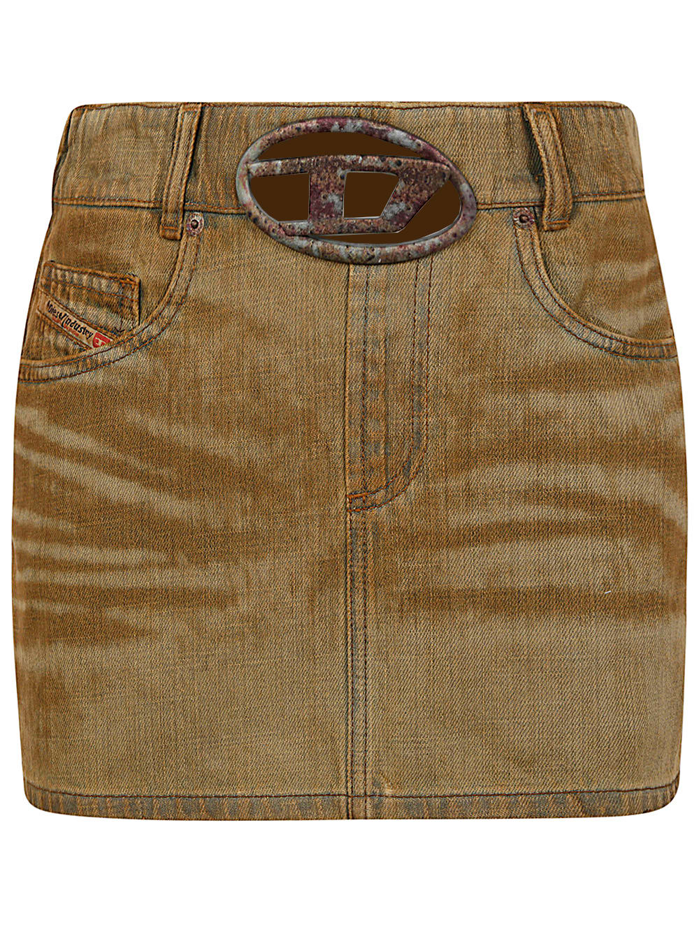 Shop Diesel De-ron-fsf Skirt In Sand