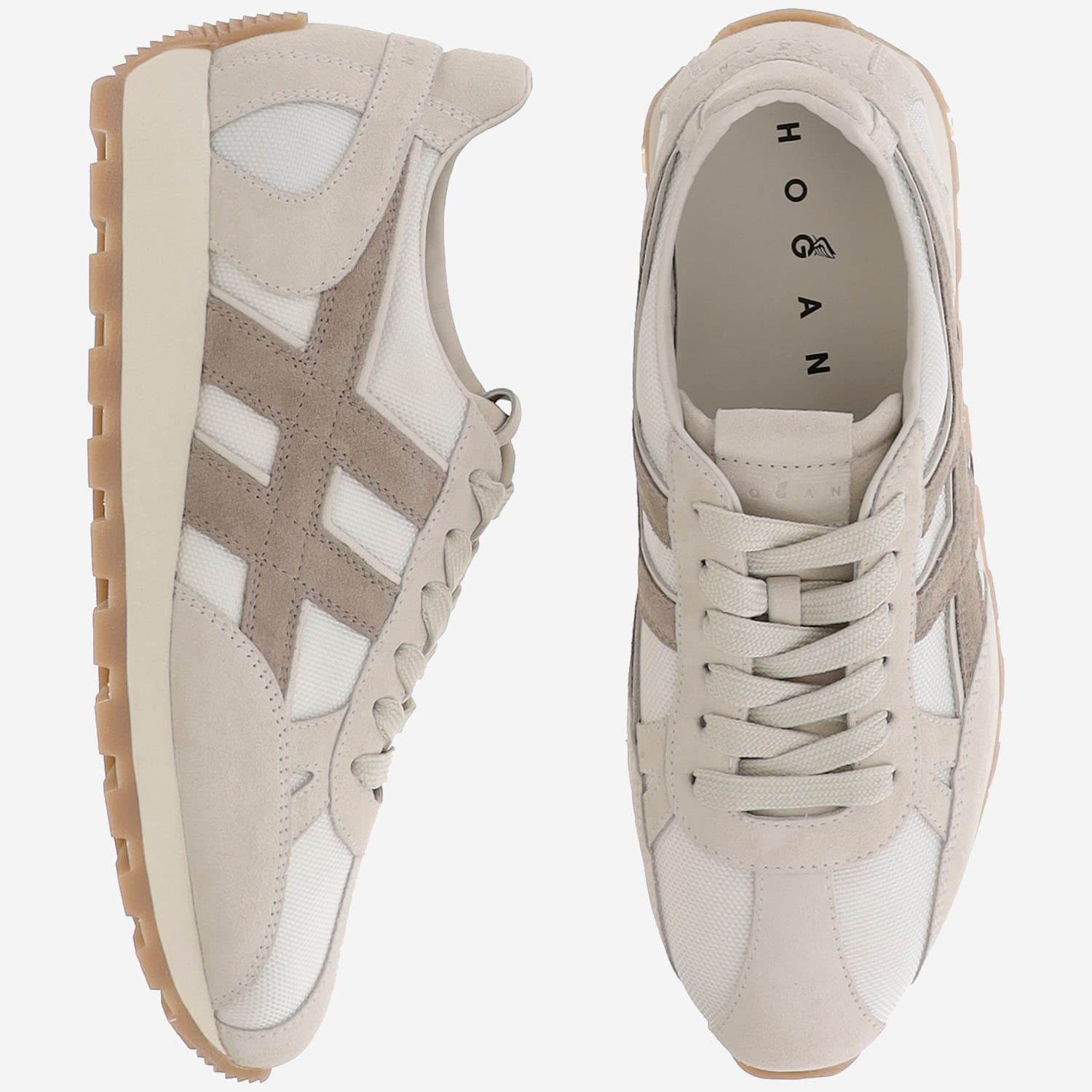 Hogan Men's 86er Suede And Mesh Sneakers In Beige