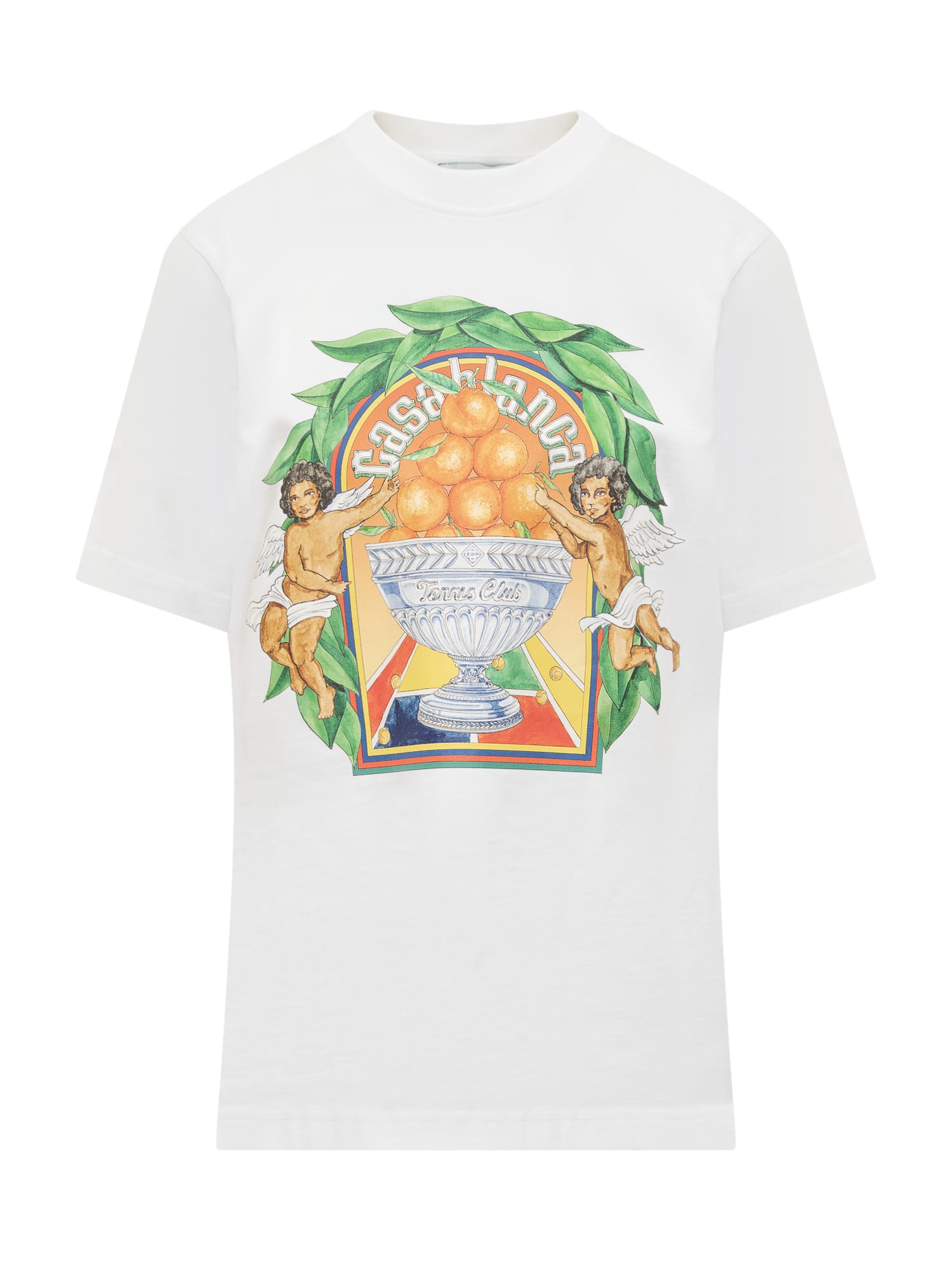 Shop Casablanca Logo Orange T-shirt In White