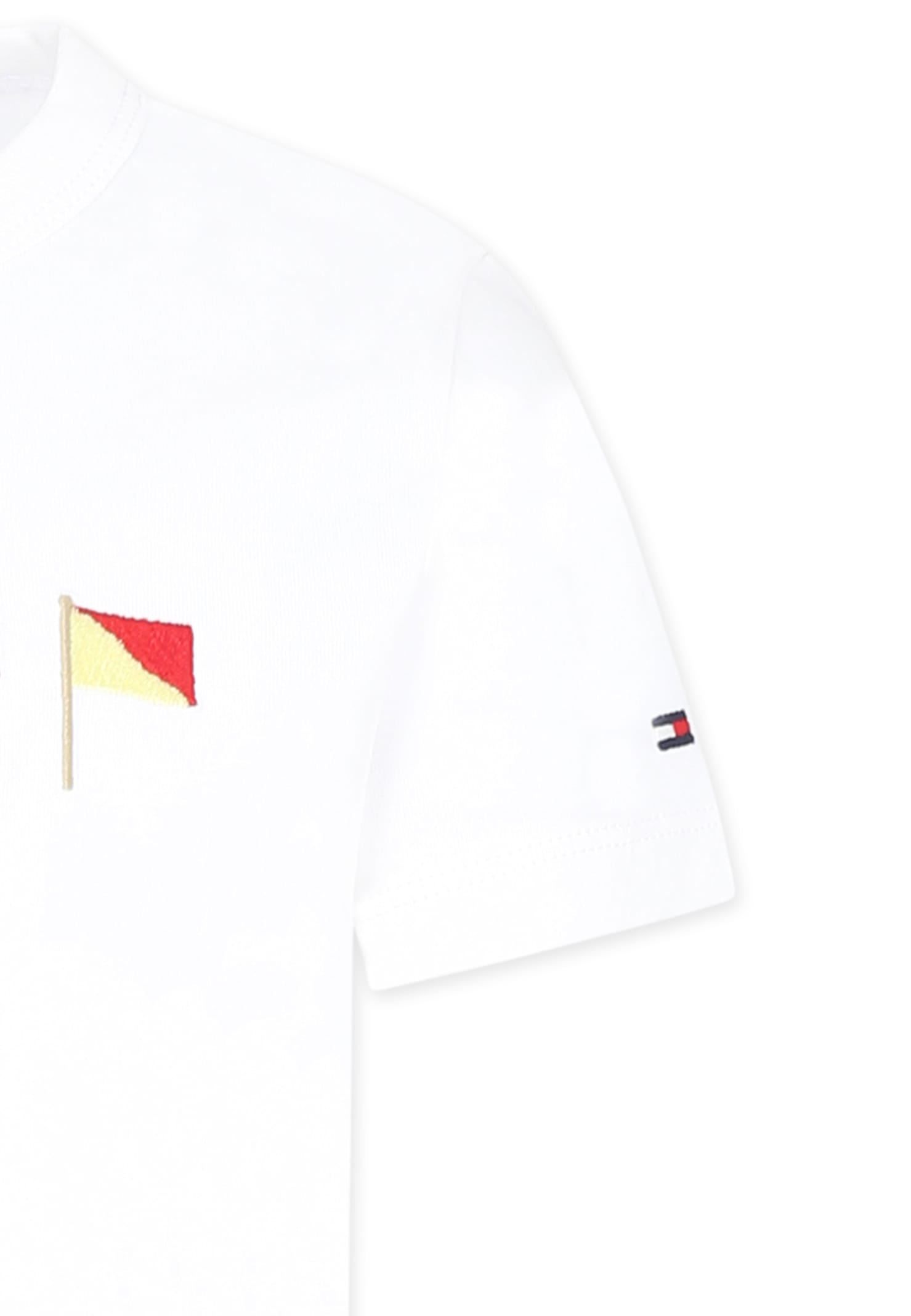 Tommy Hilfiger White T-shirt For Boy With Flags In White