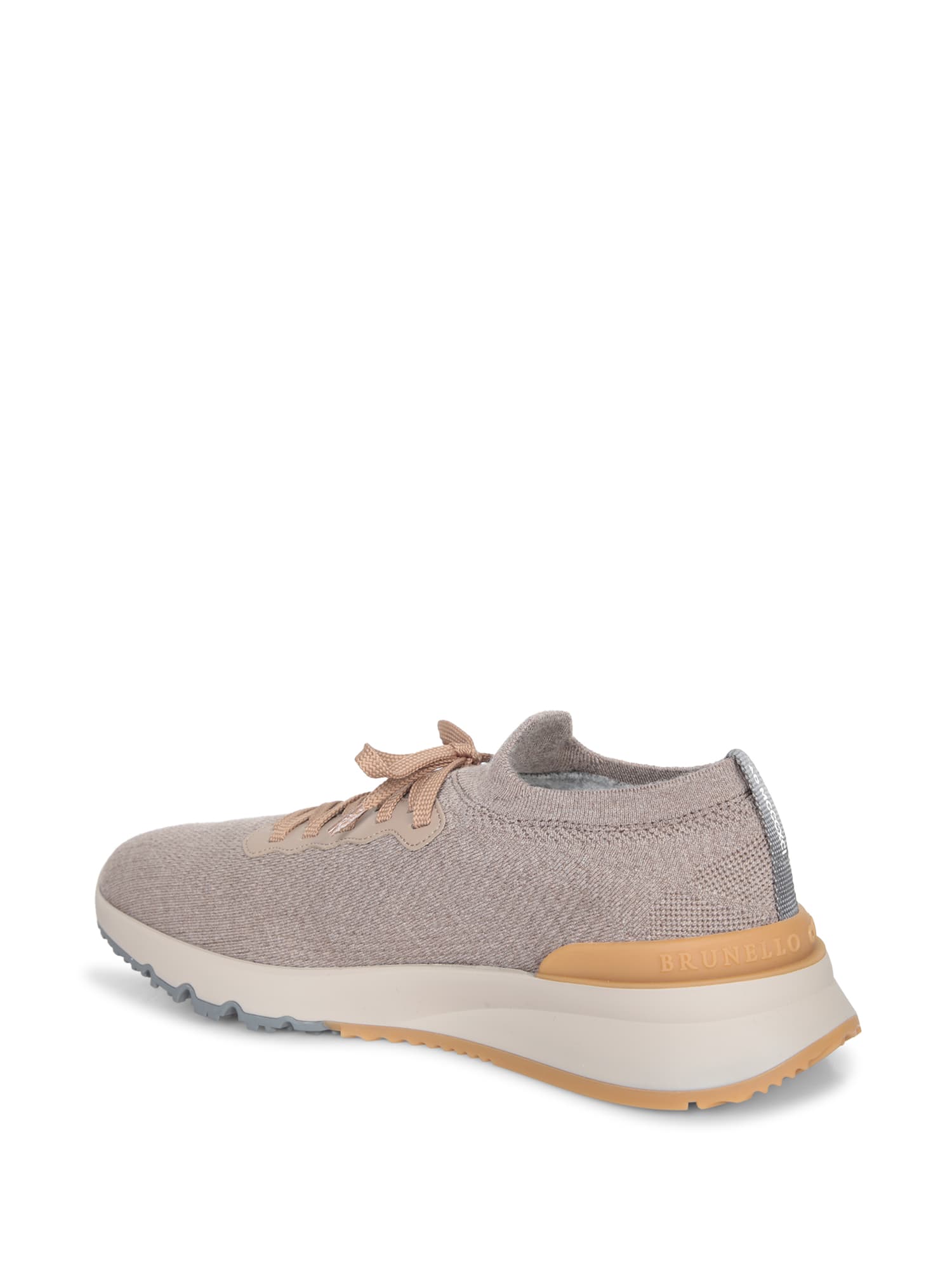 Brunello Cucinelli Taupe Wool Knit Sneakers In Neutral