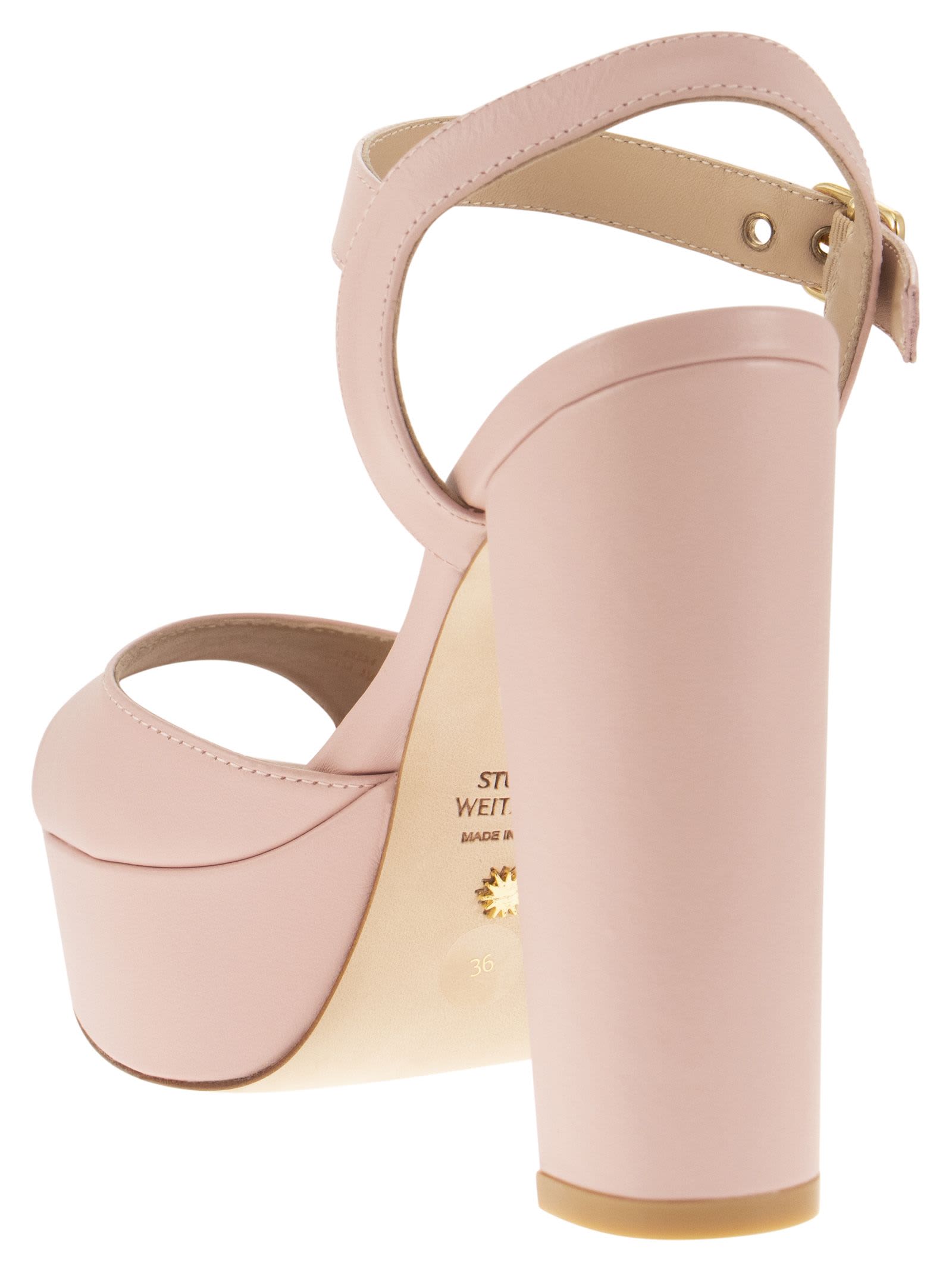 Shop Stuart Weitzman Ryder - Leather Platform Sandals In Light Pink