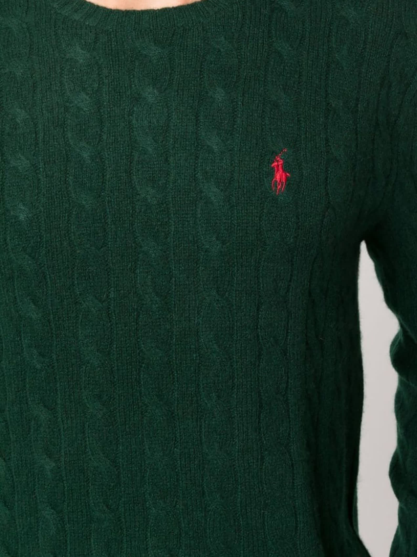 Shop Ralph Lauren Forest Green Wool And Cashmere Jumper