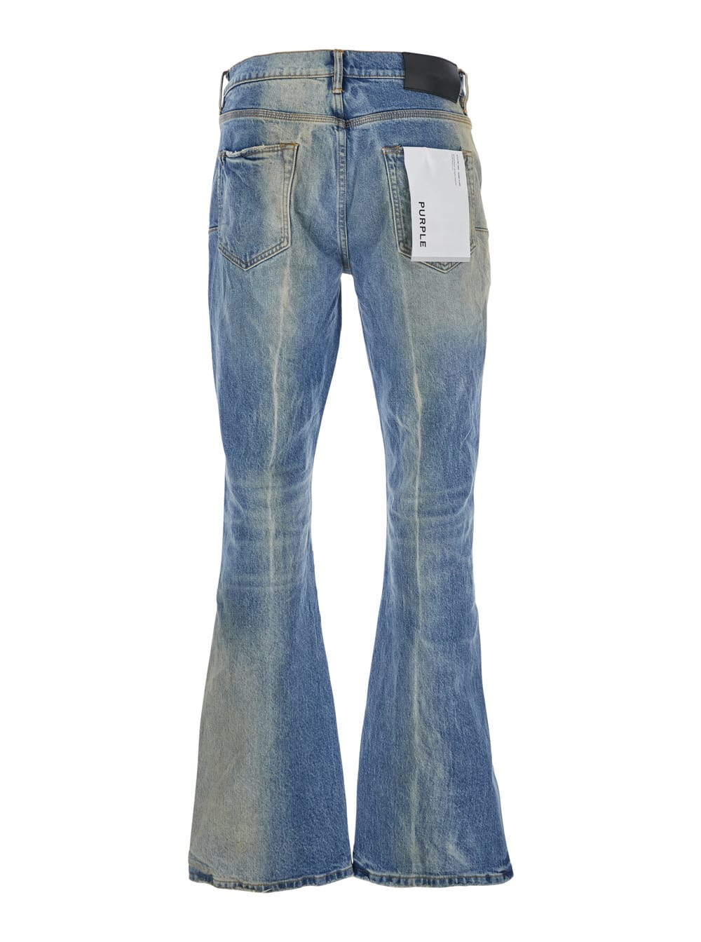 Purple Brand Blue Flared Jeans With Logo Patch On The Rear And Faded Effect In Blu