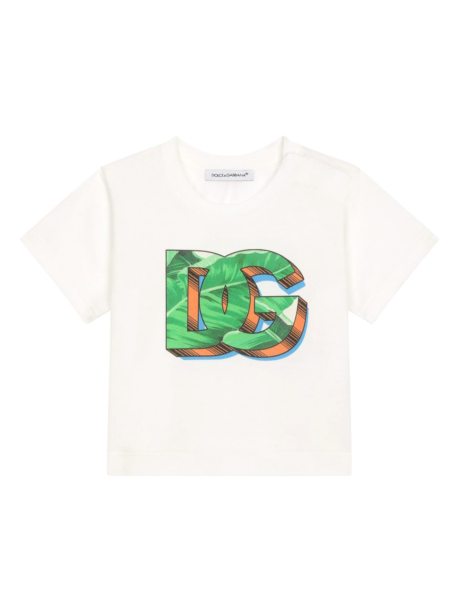 Shop Dolce & Gabbana White T-shirt With Rubberized Logo Print