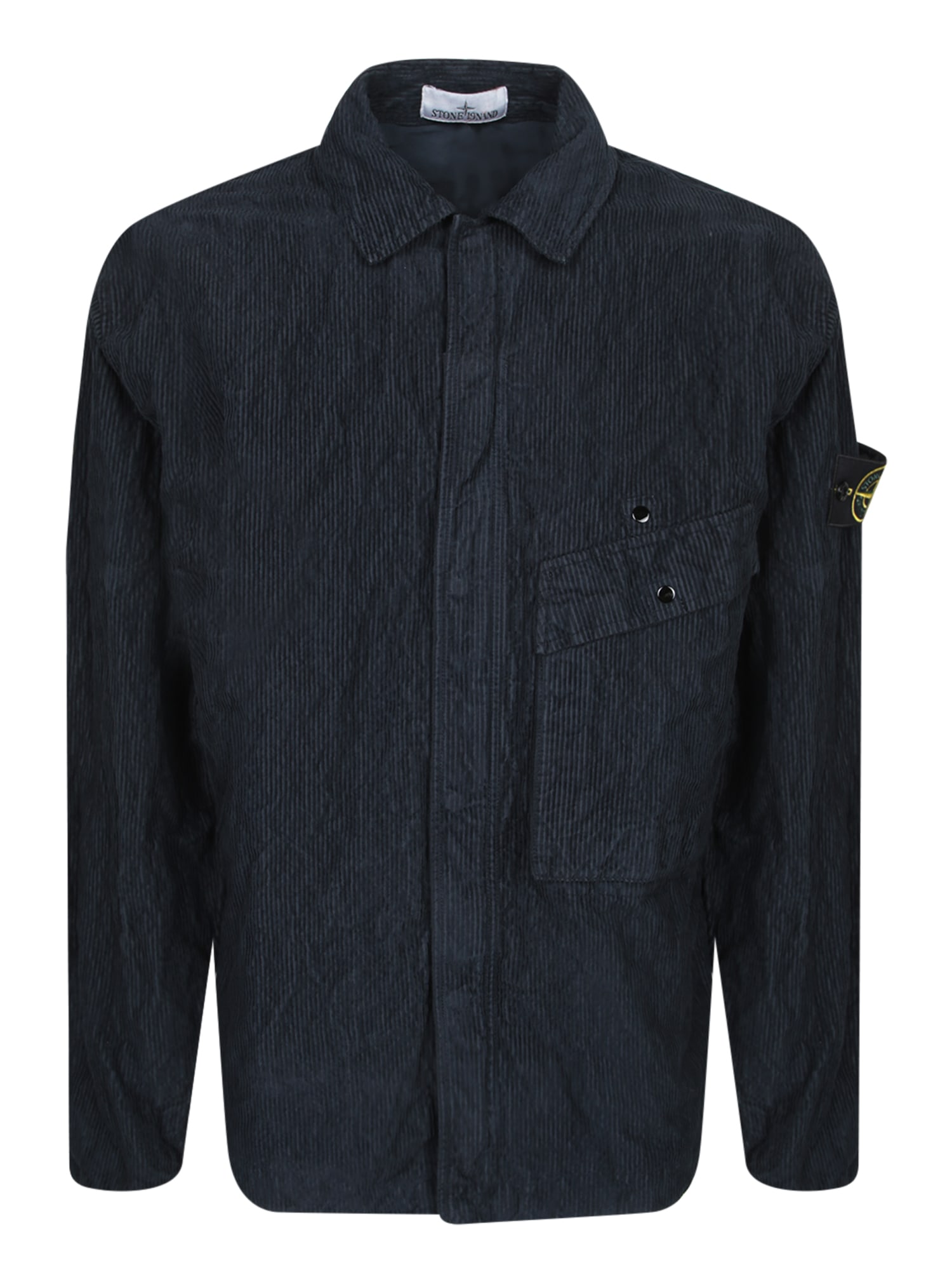 Stone Island Blue Corduroy Overshirt In Blue