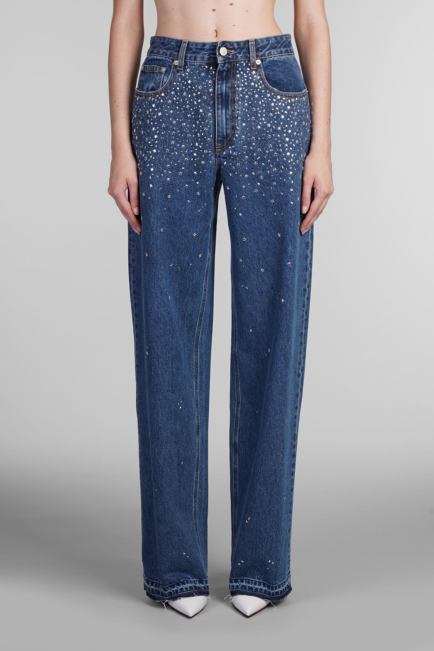 Shop Alessandra Rich Jeans In Blue Cotton