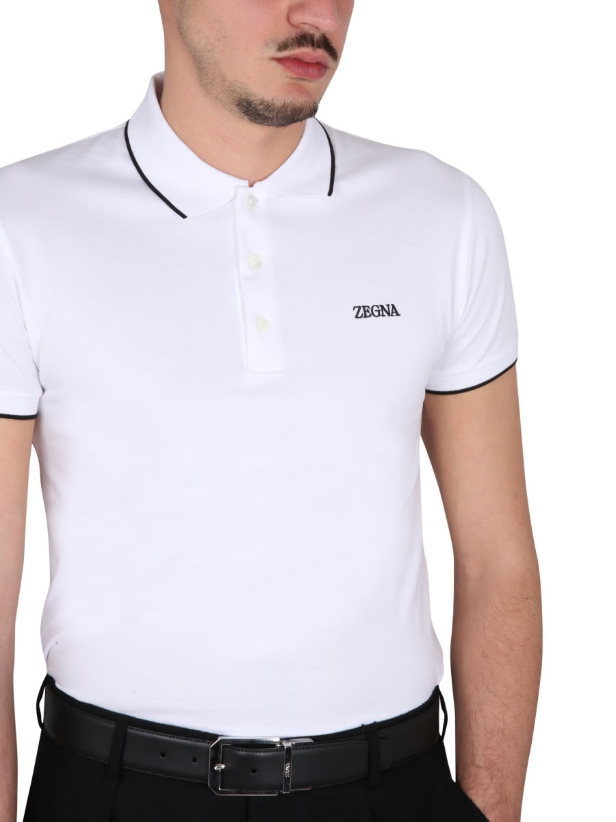 Shop Zegna Polo With Logo In White