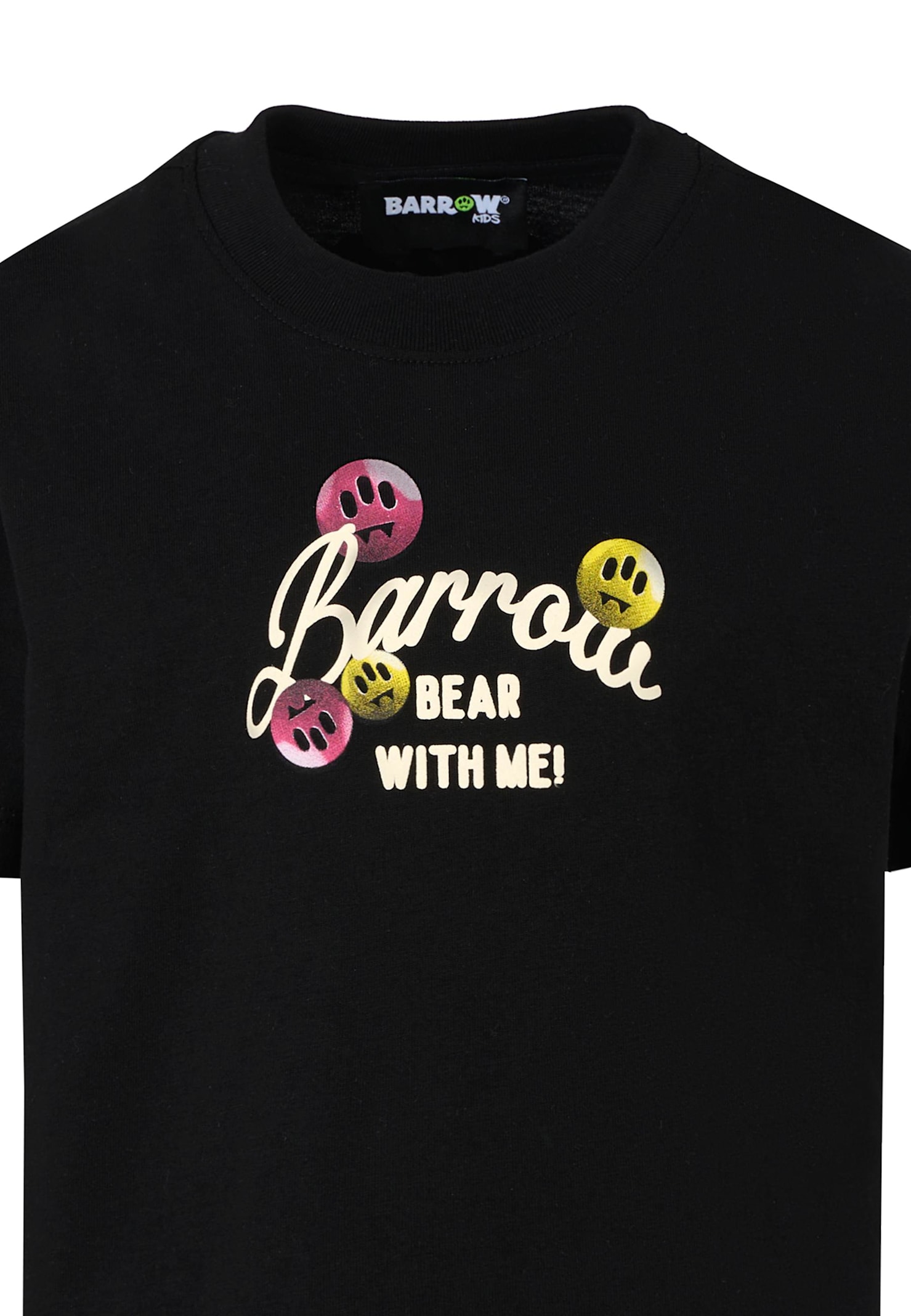 Barrow Black T-shirt For Girl With Bear Print In Black