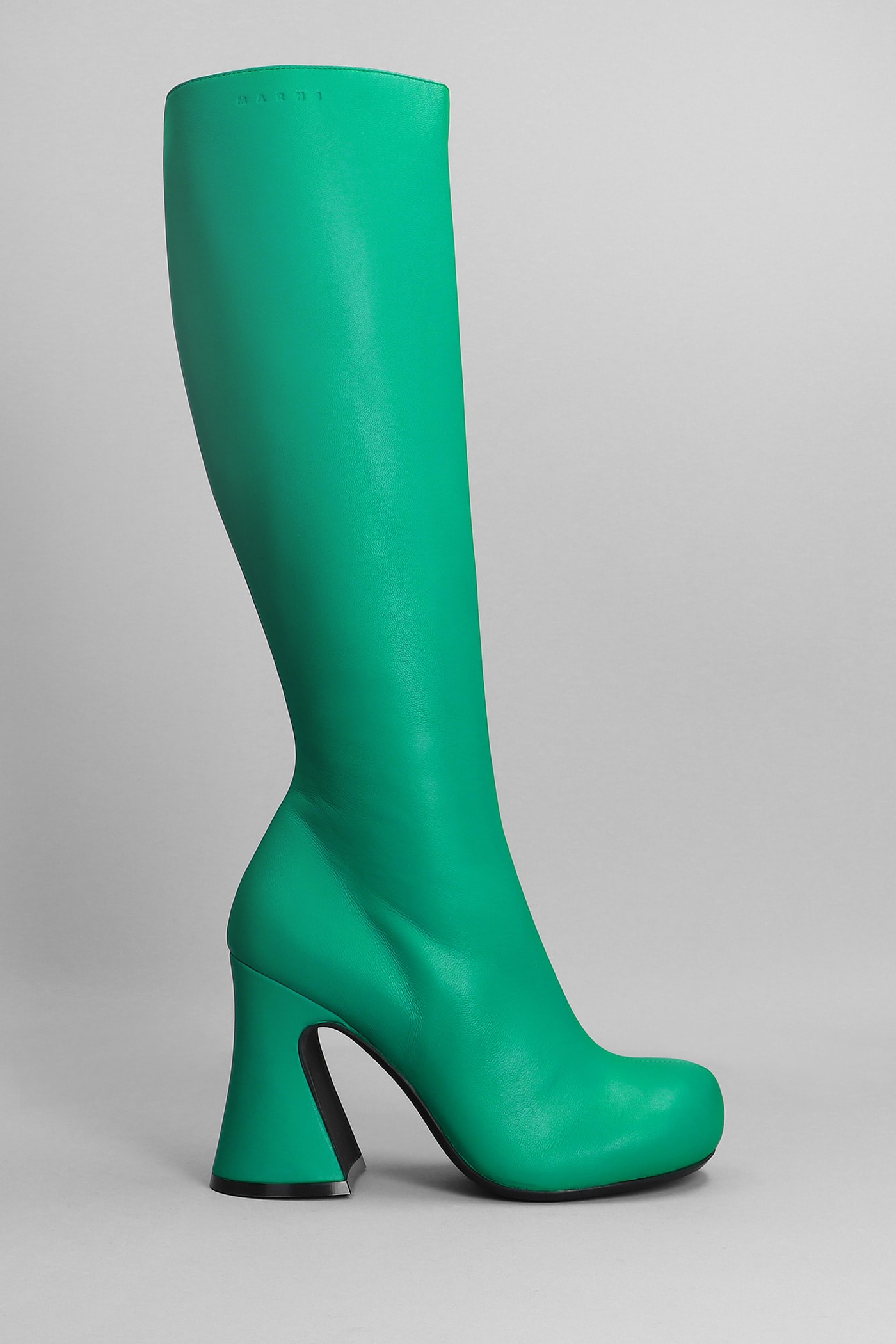 Marni High Heels Boots In Green Leather