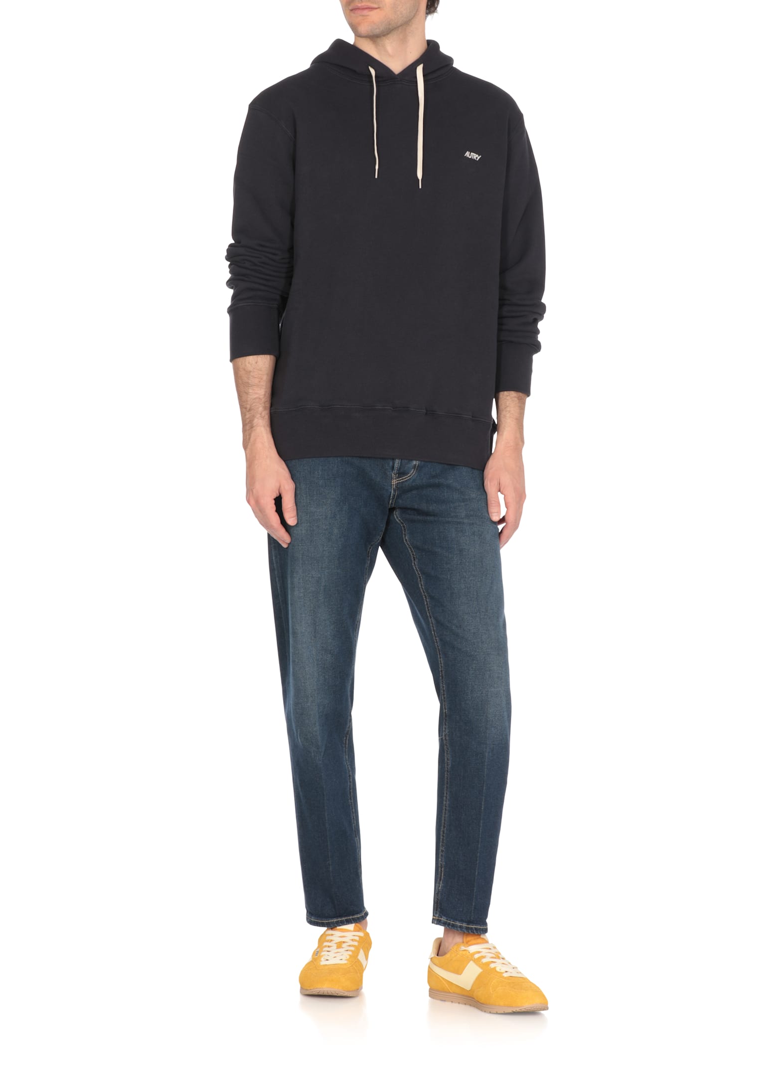 Autry Navy Cotton Hoodie With Drawstring Hood And Contrast Logo In Blue