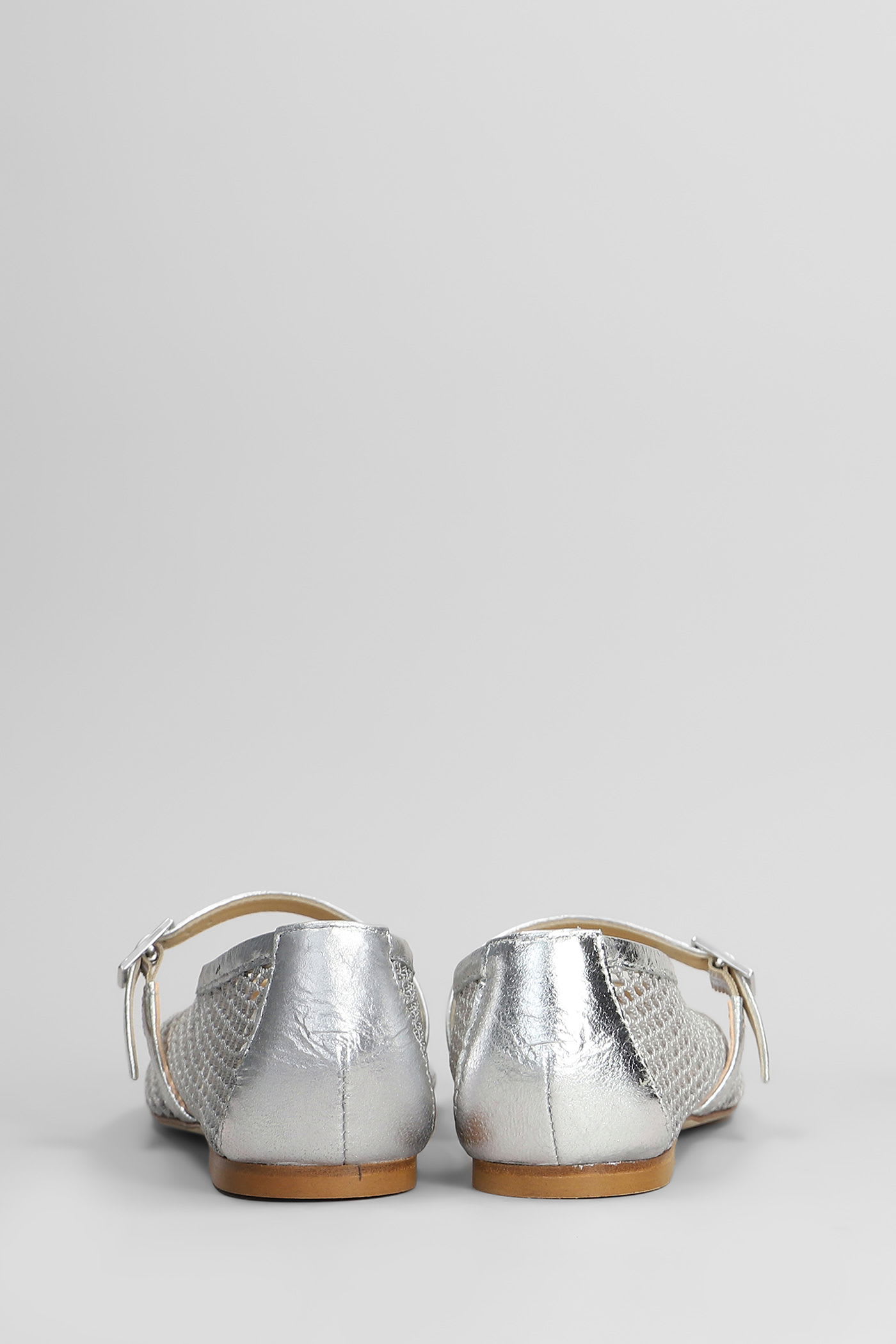 Fabio Rusconi Ballet Flats In Silver Leather In Silver