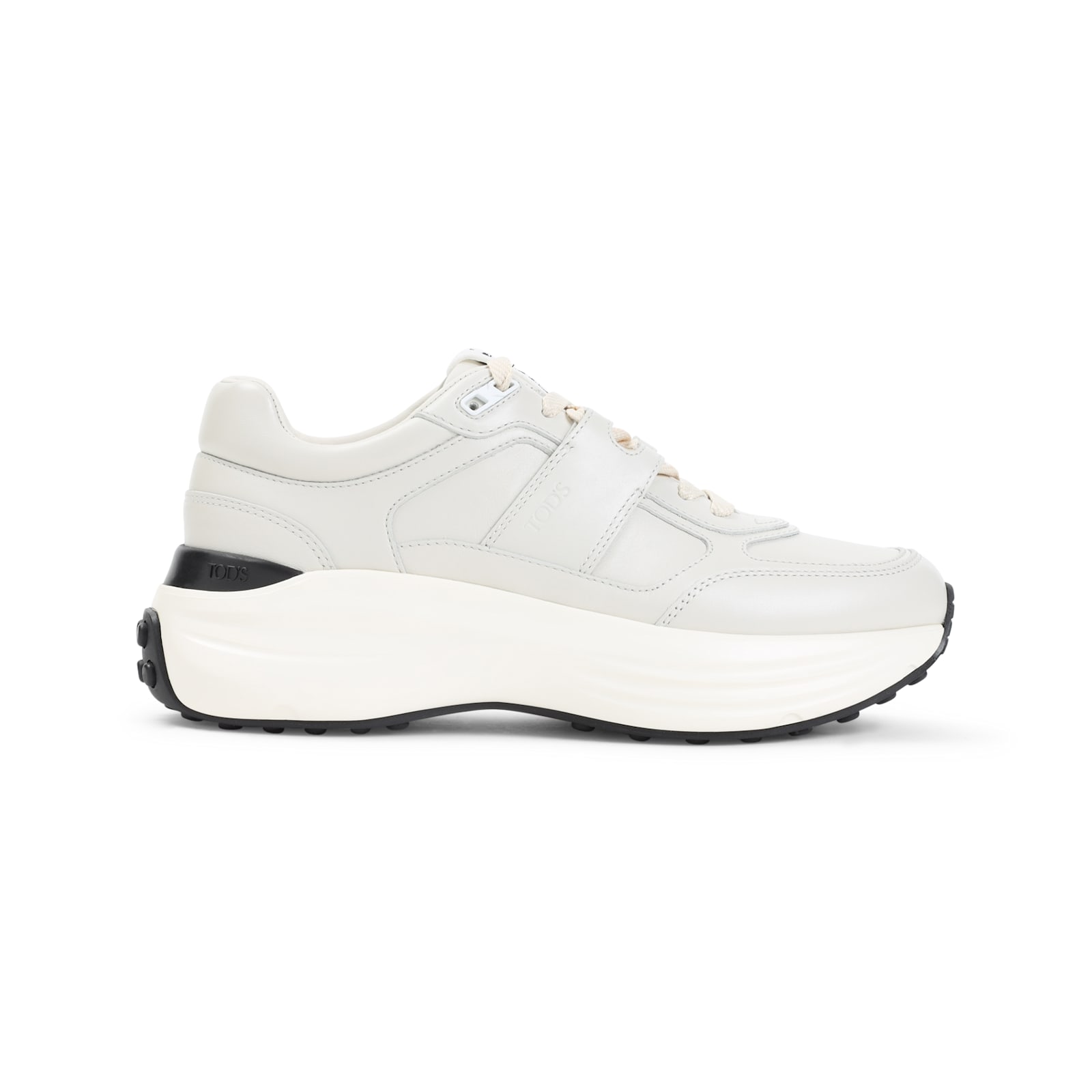 Tod's Low Top Leather Sneakers With Contrast Sole In White