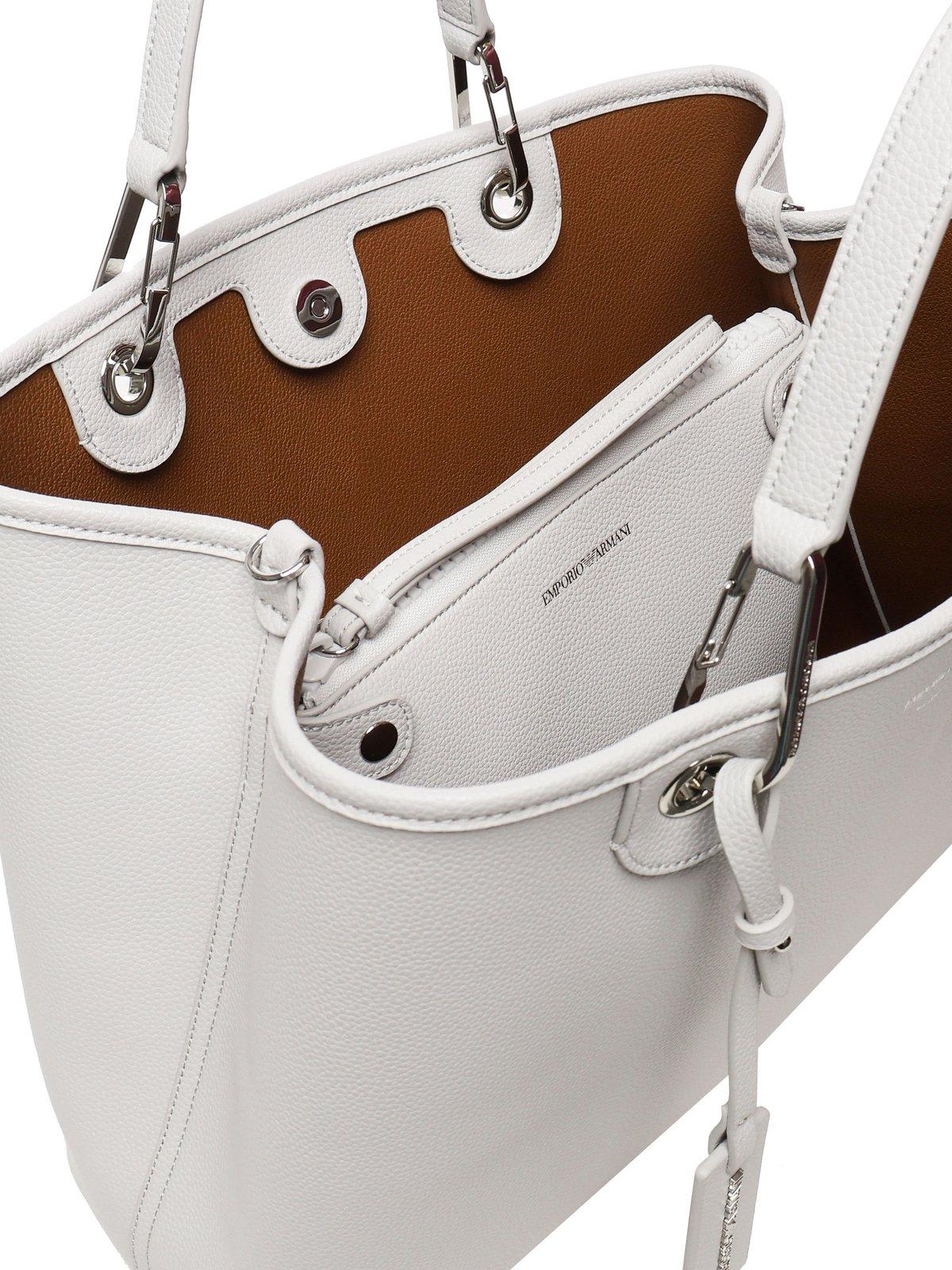 Emporio Armani Logo Tag Top Handle Bag In Grey