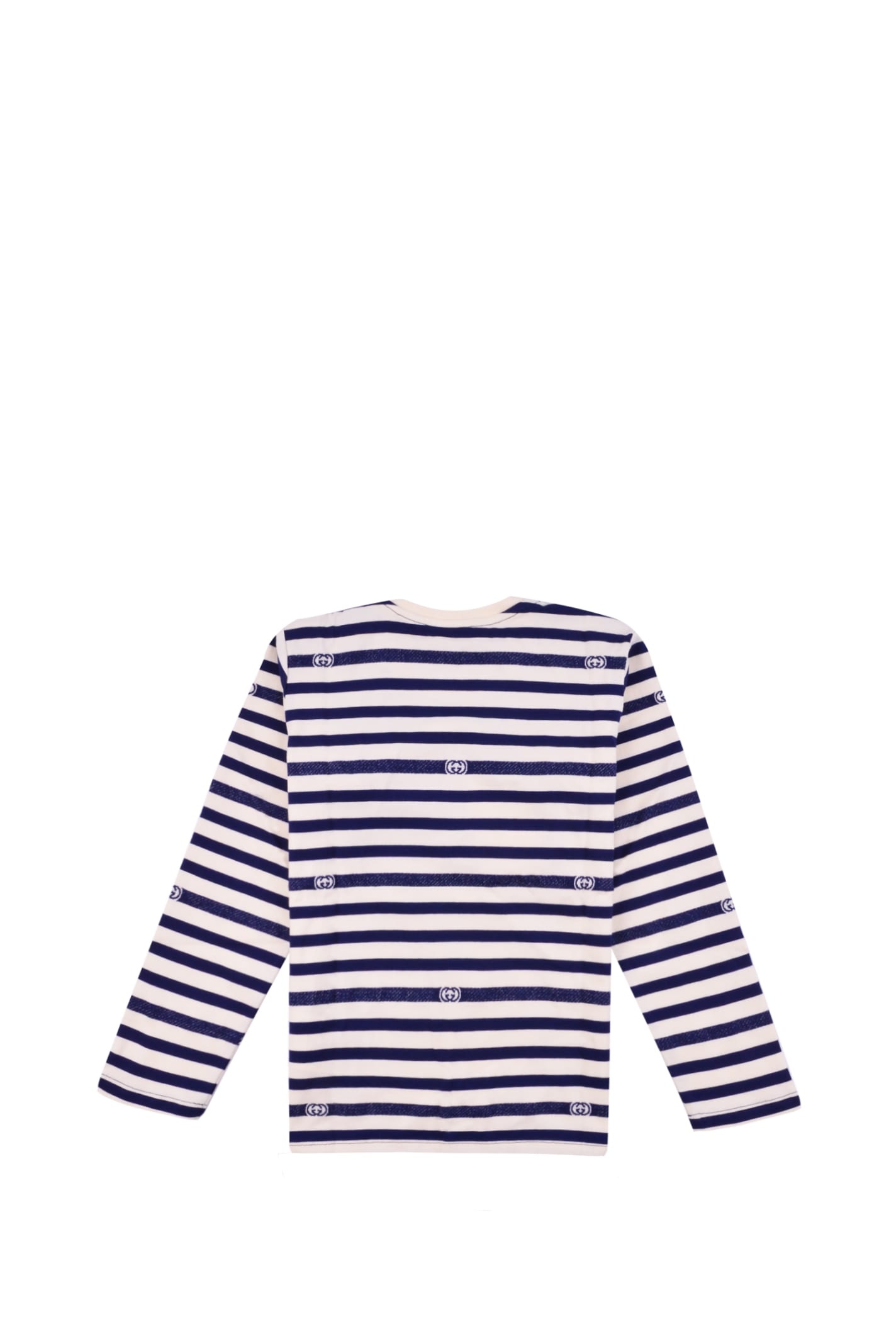 Shop Gucci Striped Cotton Jersey T-shirt In Blue