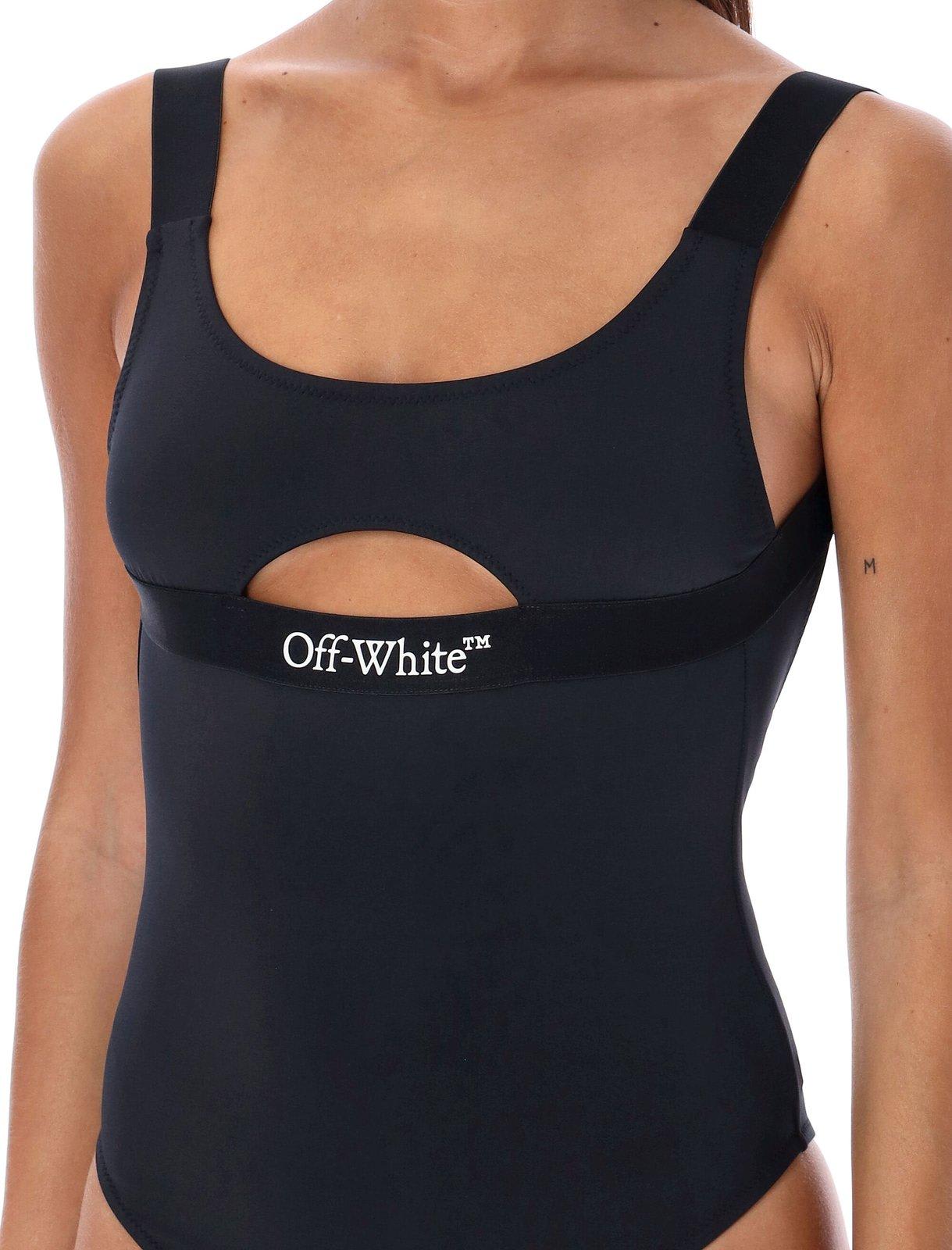 Shop Off-white Cut-out Sleeveless Swimsuit In Nero