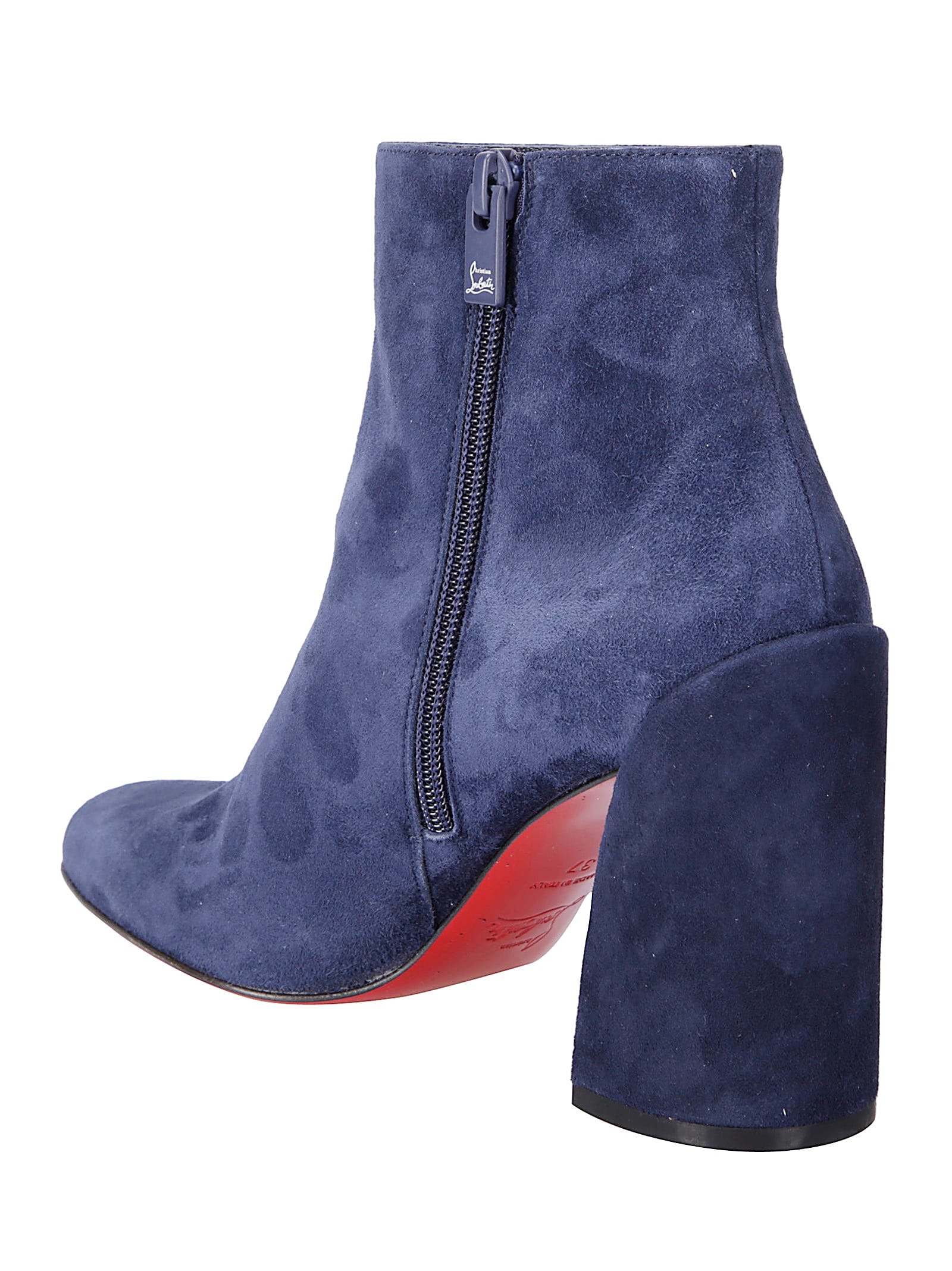 Christian Louboutin Blue Suede Turela 85 Ankle Boots In Blue