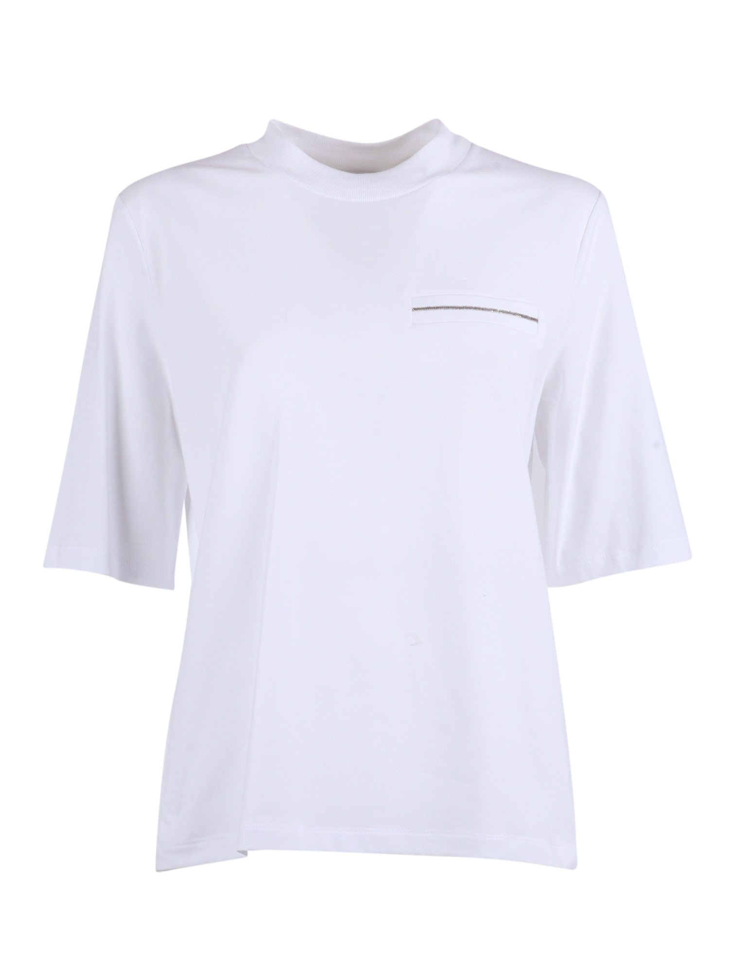 Peserico Boxy White Blouse With Subtle Chest Detail In White