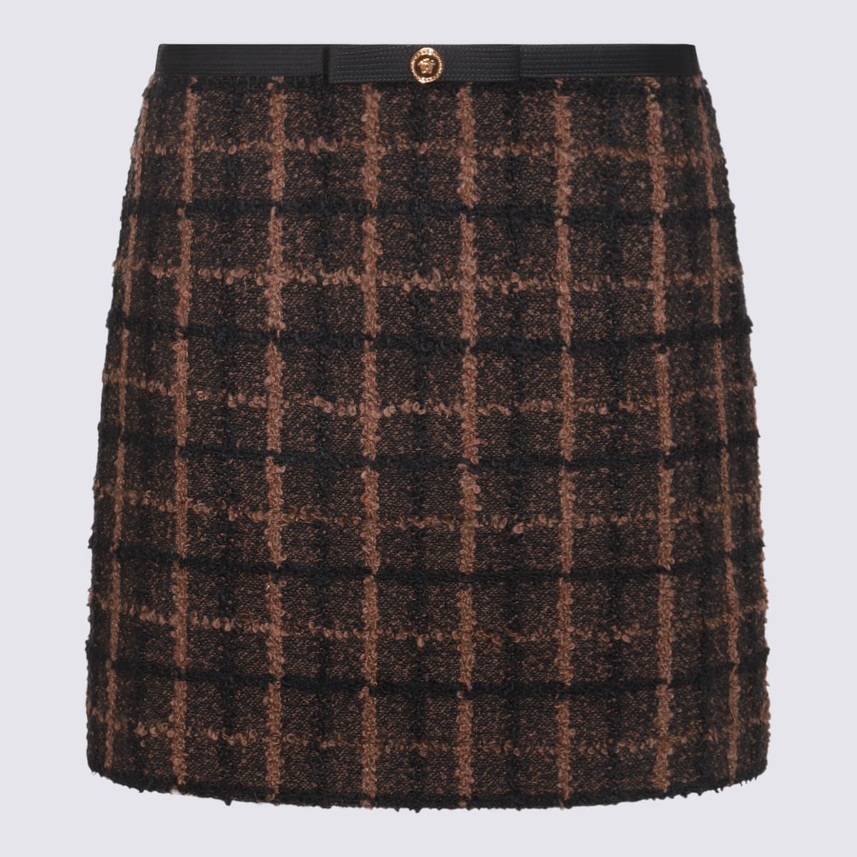 Shop Versace Multicolor Wool Shorts In Brown/black