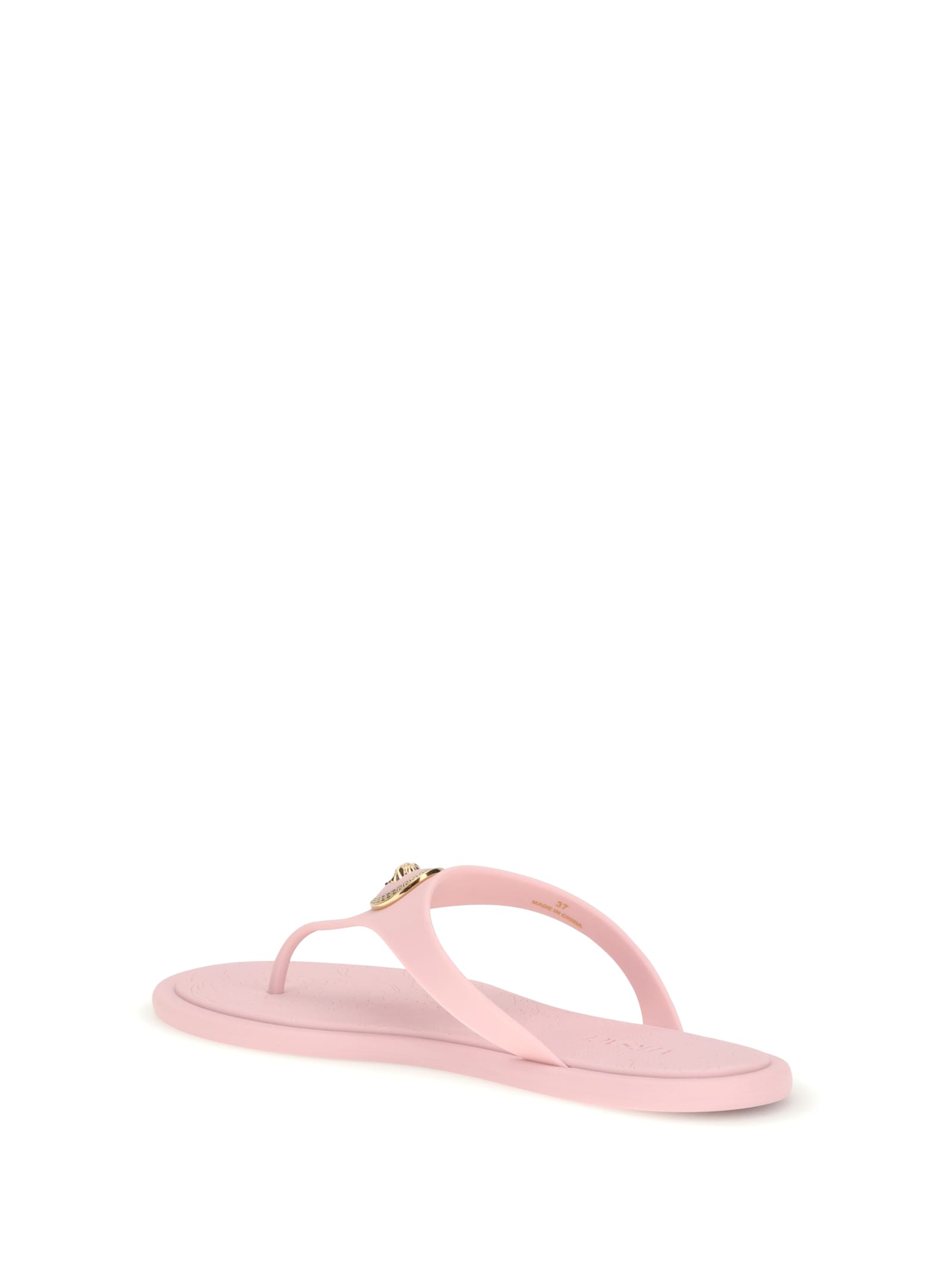 Versace Gianni Ribbon Pink Sandals With Metallic Medusa Head On The Front In Rubber Woman