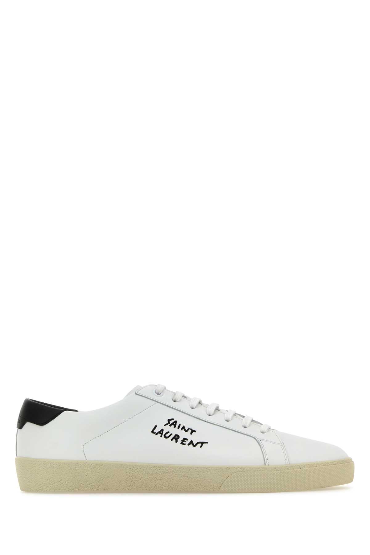 Saint Laurent White Leather Court Sl/06 Sneakers In Black