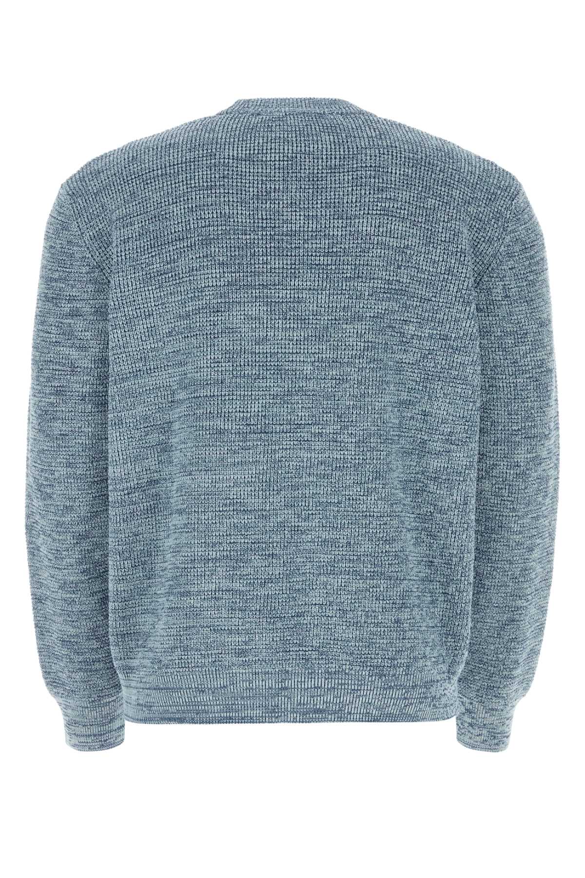 Shop Maison Kitsuné Melange Light Blue Cotton Sweater In Inkbluemelange