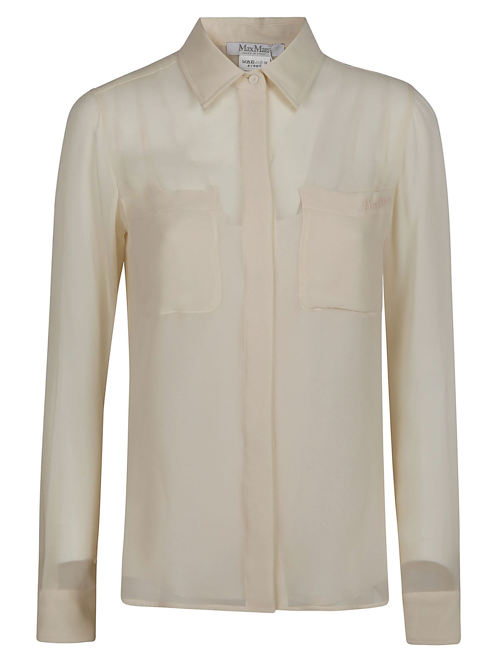 Shop Max Mara Vongola Long Sleeve Shirt In Bianco Tela