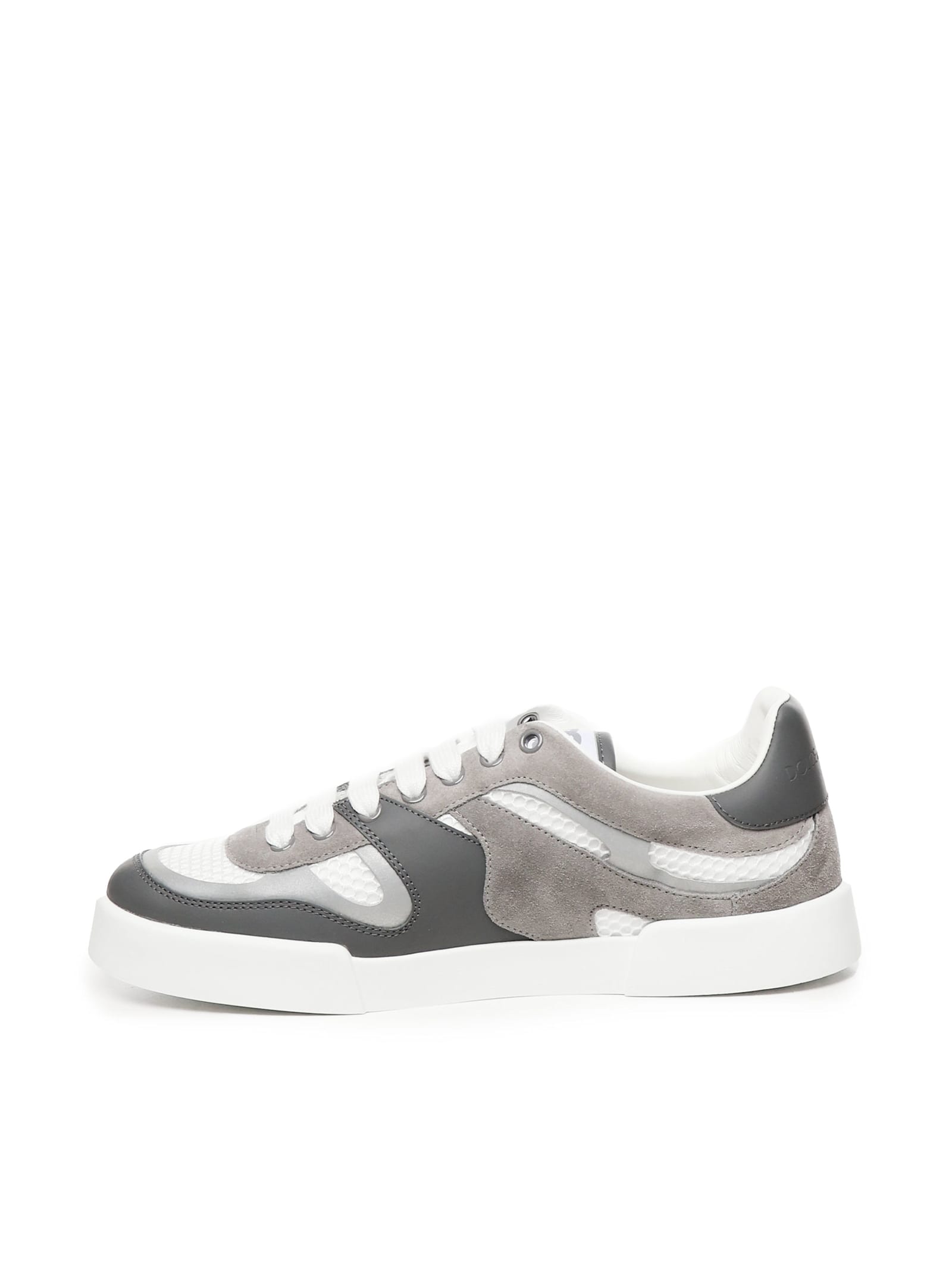 Dolce & Gabbana Strobel Portofino Light Sneaker In Calfskin In White, Grey