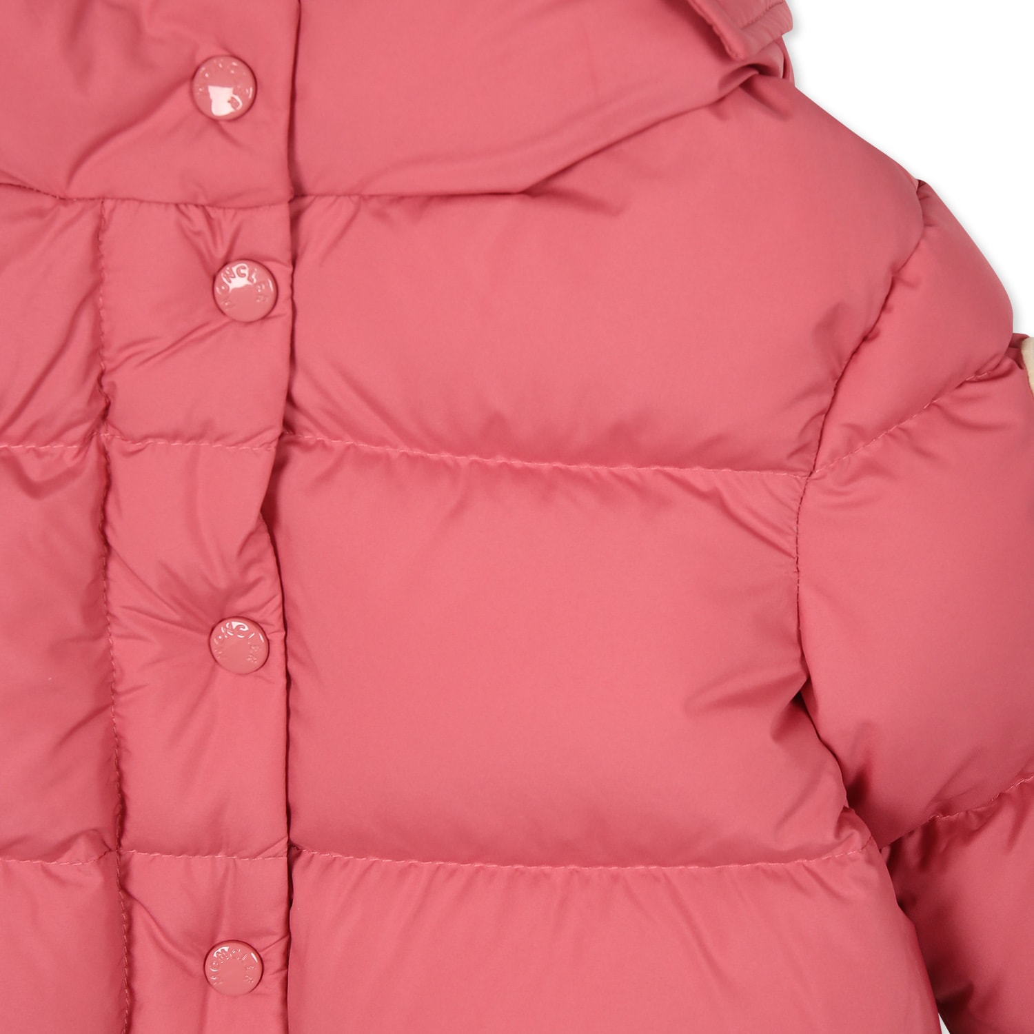 Moncler Fuchsia Laurie Down Jacket For Baby Girl With Logo In Fuchsia