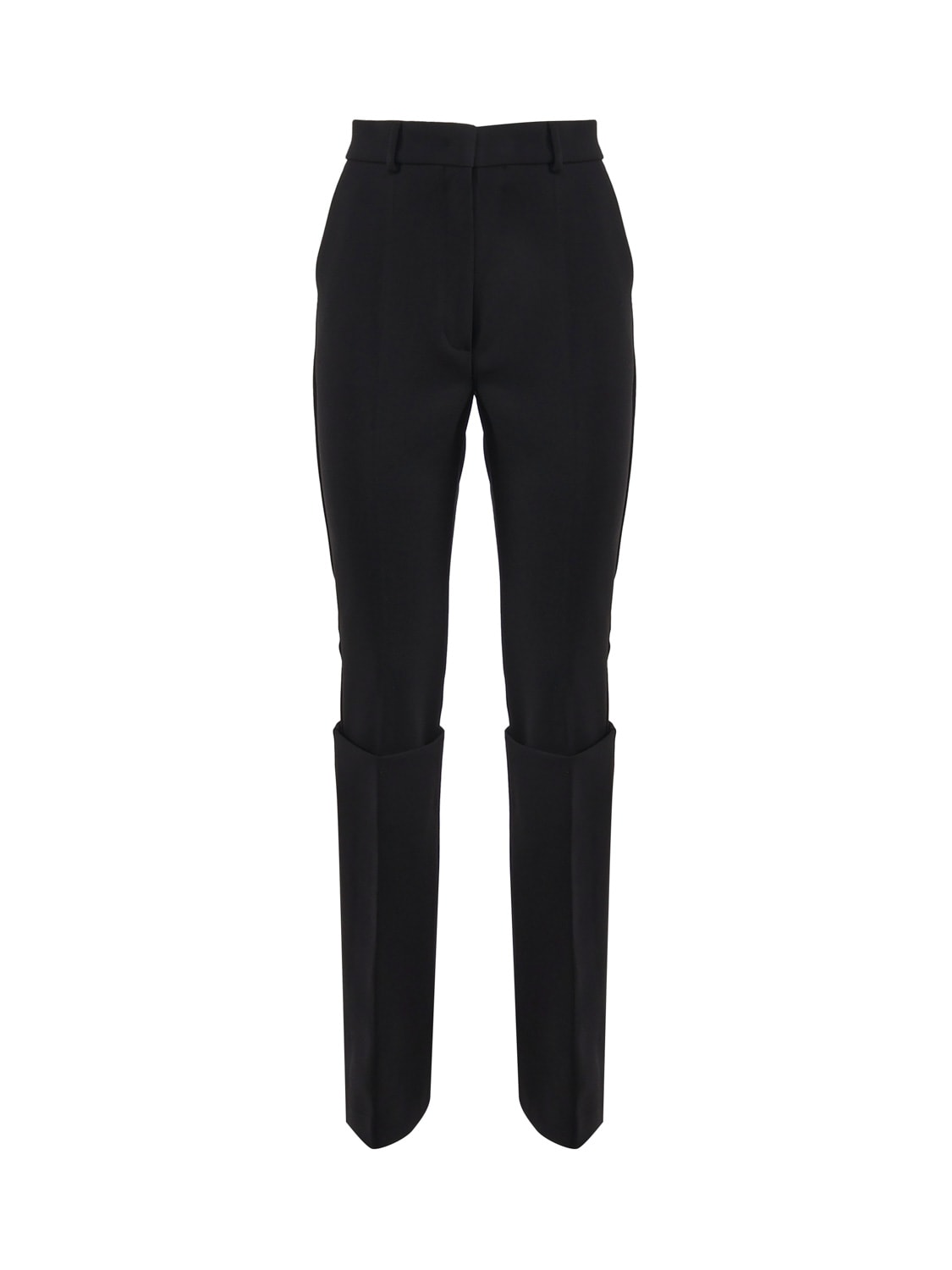 Shop Sportmax Slim Trousers With High Cuffs In Black