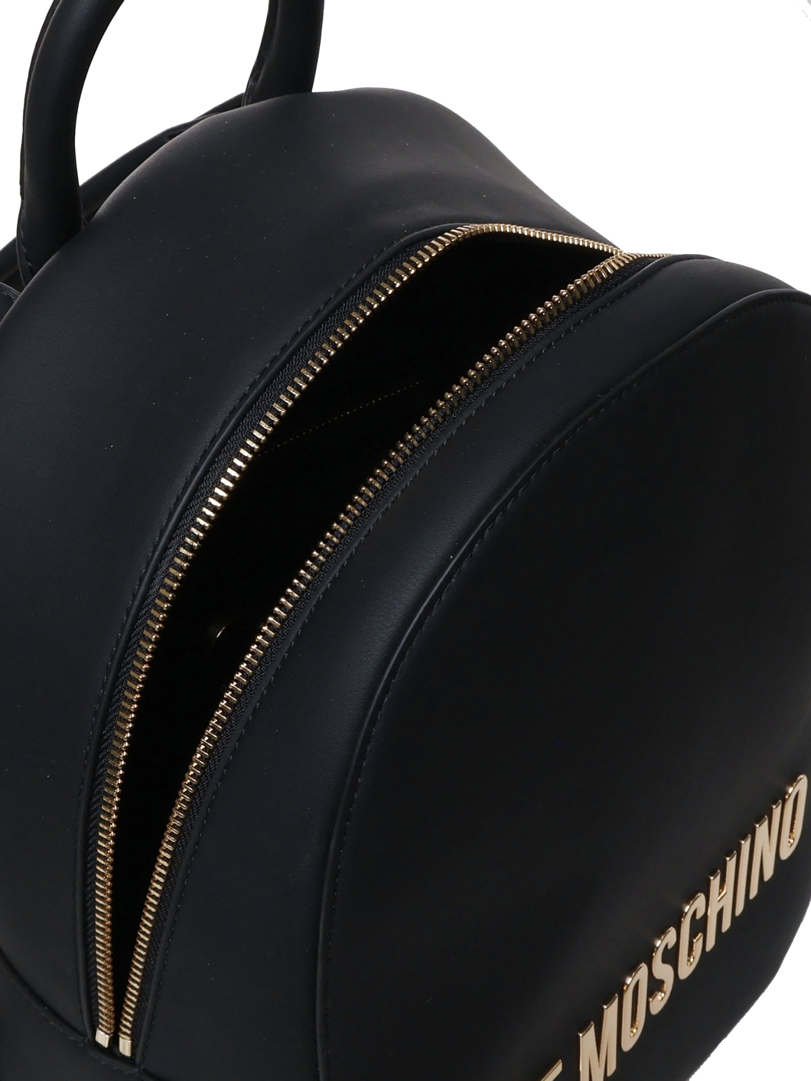 Shop Love Moschino Logo Round Backpack In Black