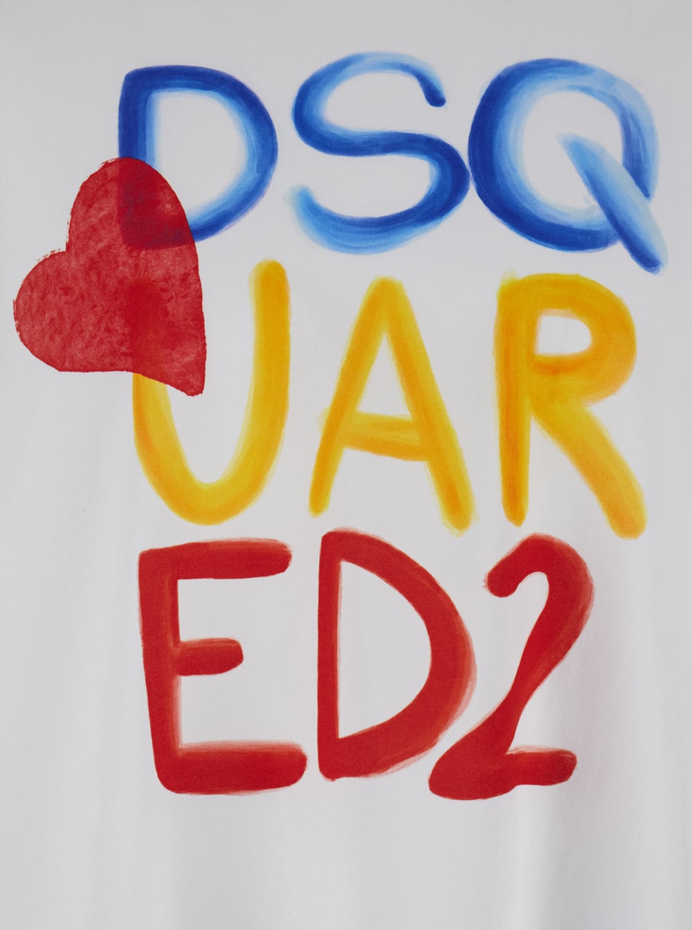 Dsquared2 White Round Neck T Shirt With Printed Maxi Logo On The Front And Heart Detail In Cotton Woman