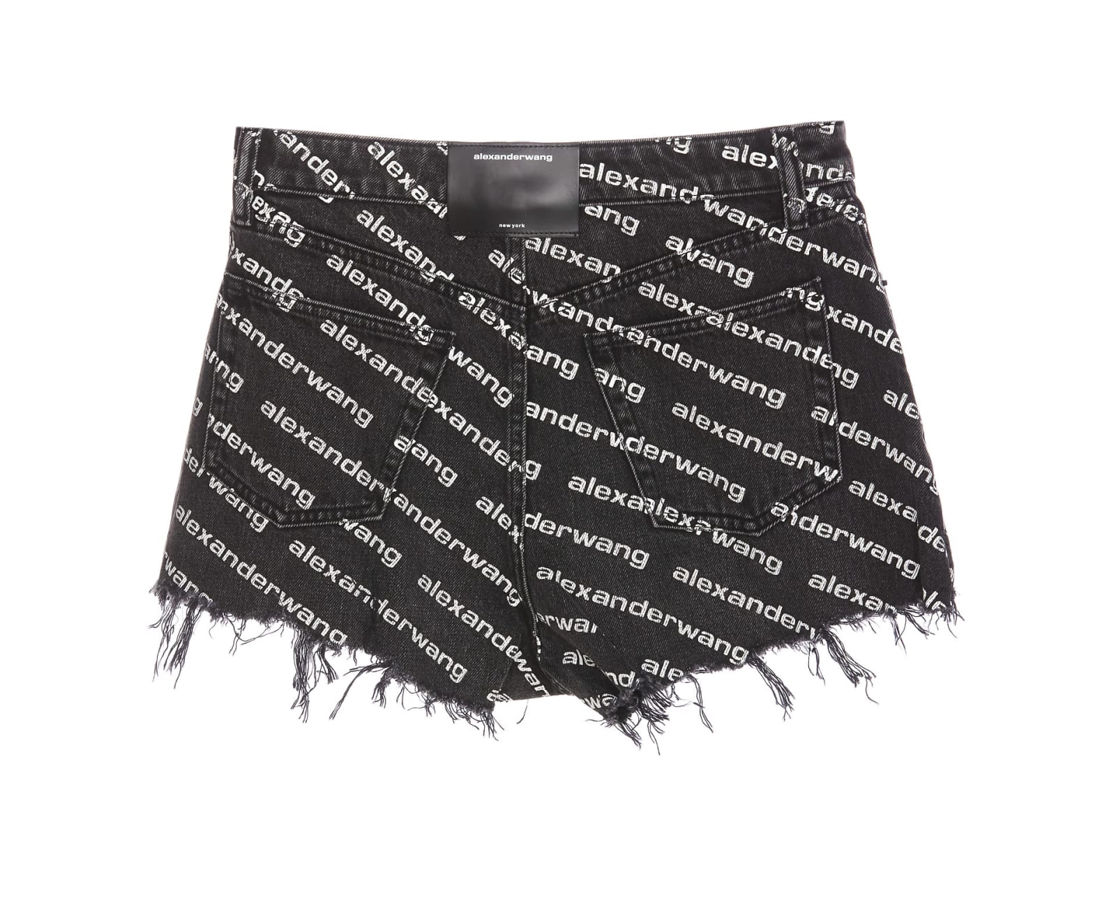 Shop Alexander Wang Bite All Over Logo Denim Shorts In Black