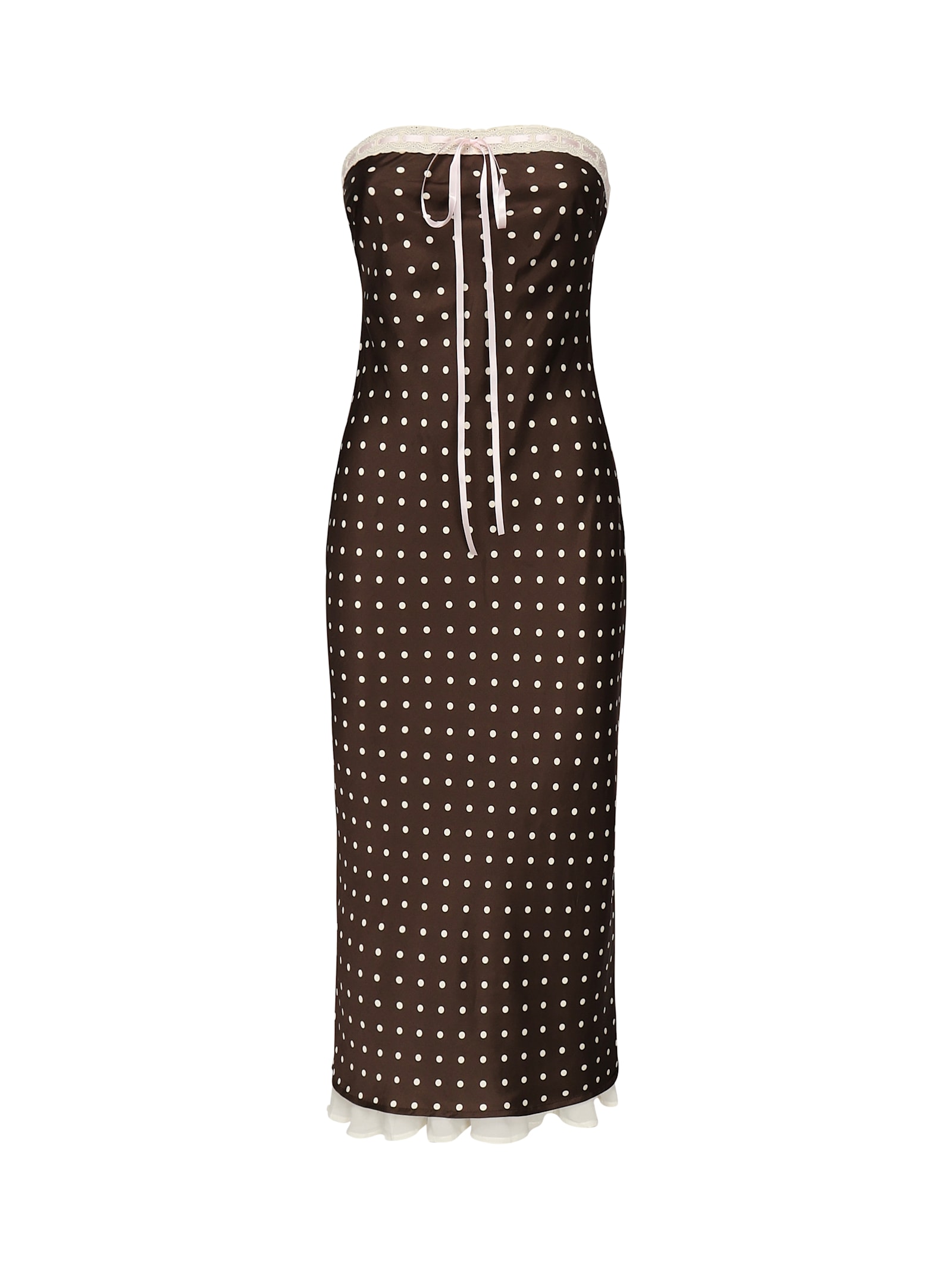 For Love & Lemons Daisy Mae Polka Dot Midi Dress In Brown