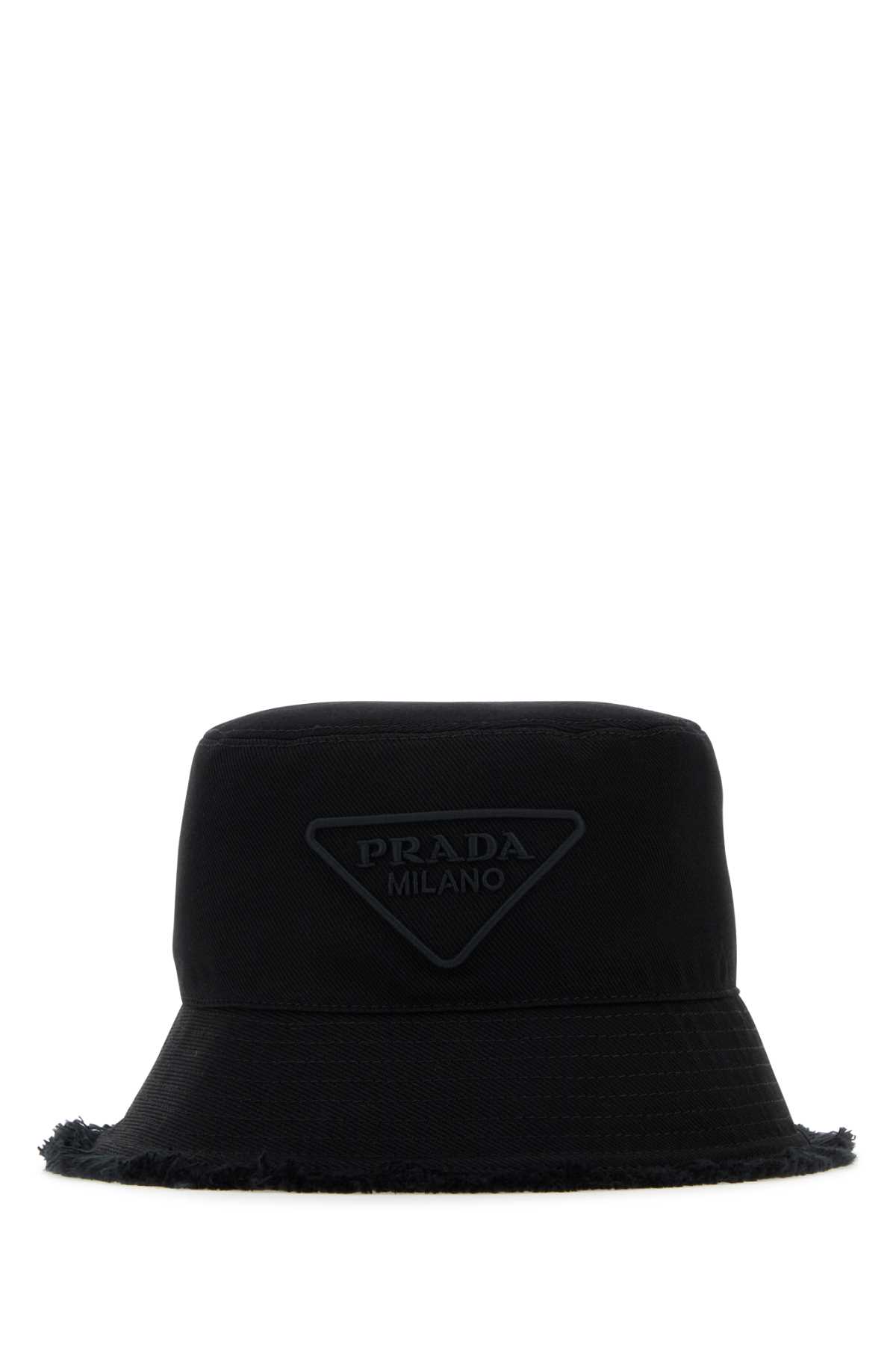 Shop Prada Black Cotton Hat In Nero