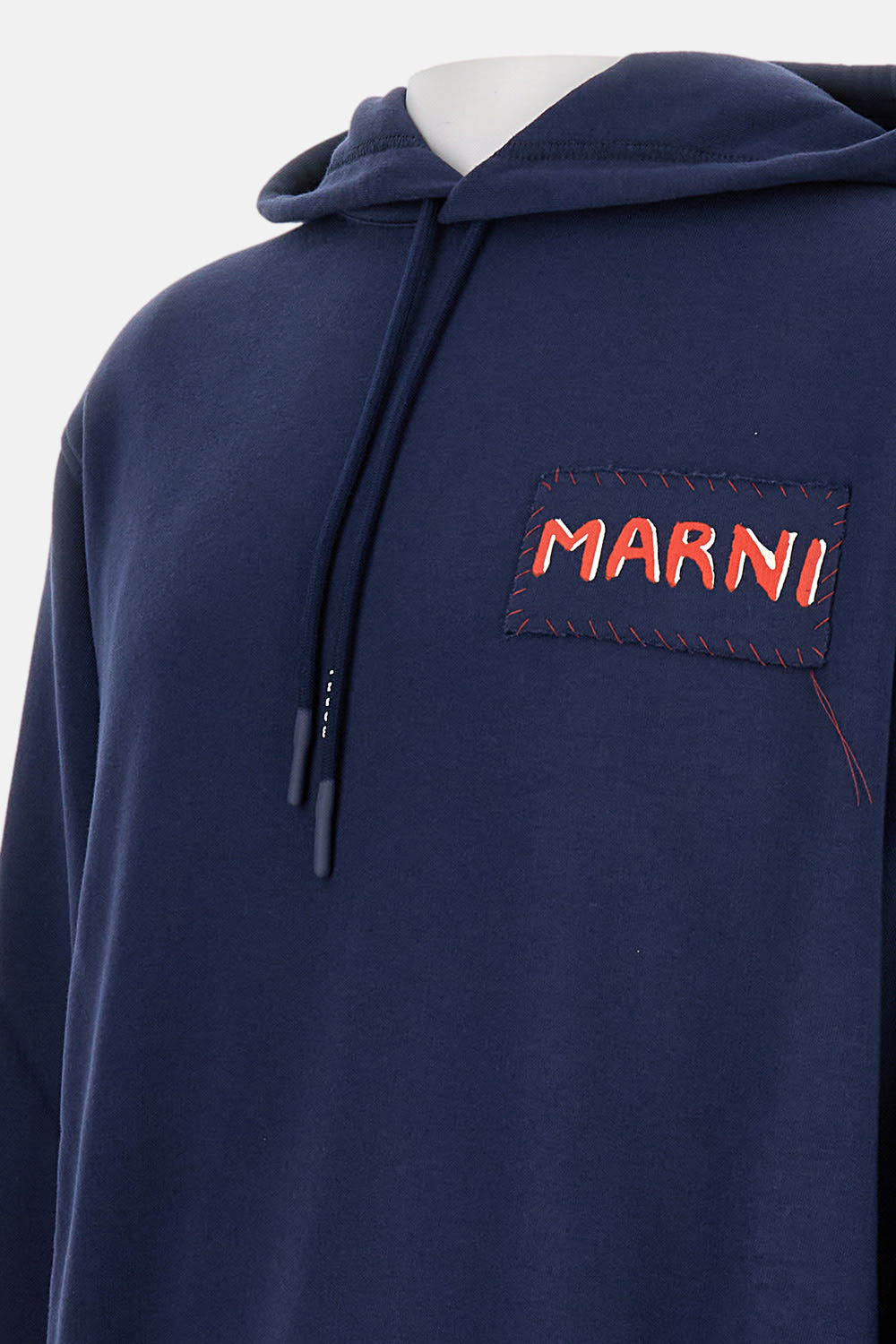 Marni Logo-patch Hoodie In Blue
