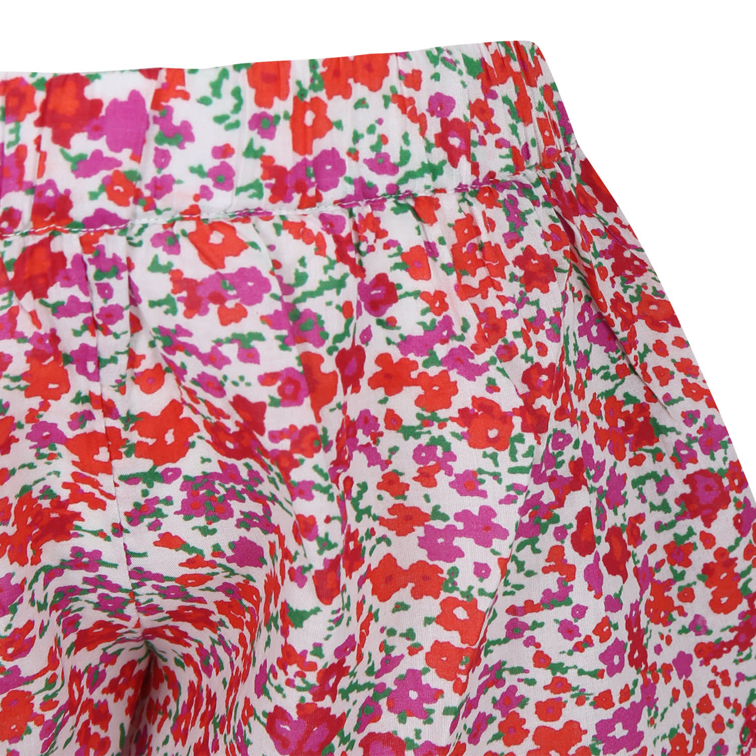 Shop Philosophy Di Lorenzo Serafini White Shorts For Girl With Flowers In Rosso