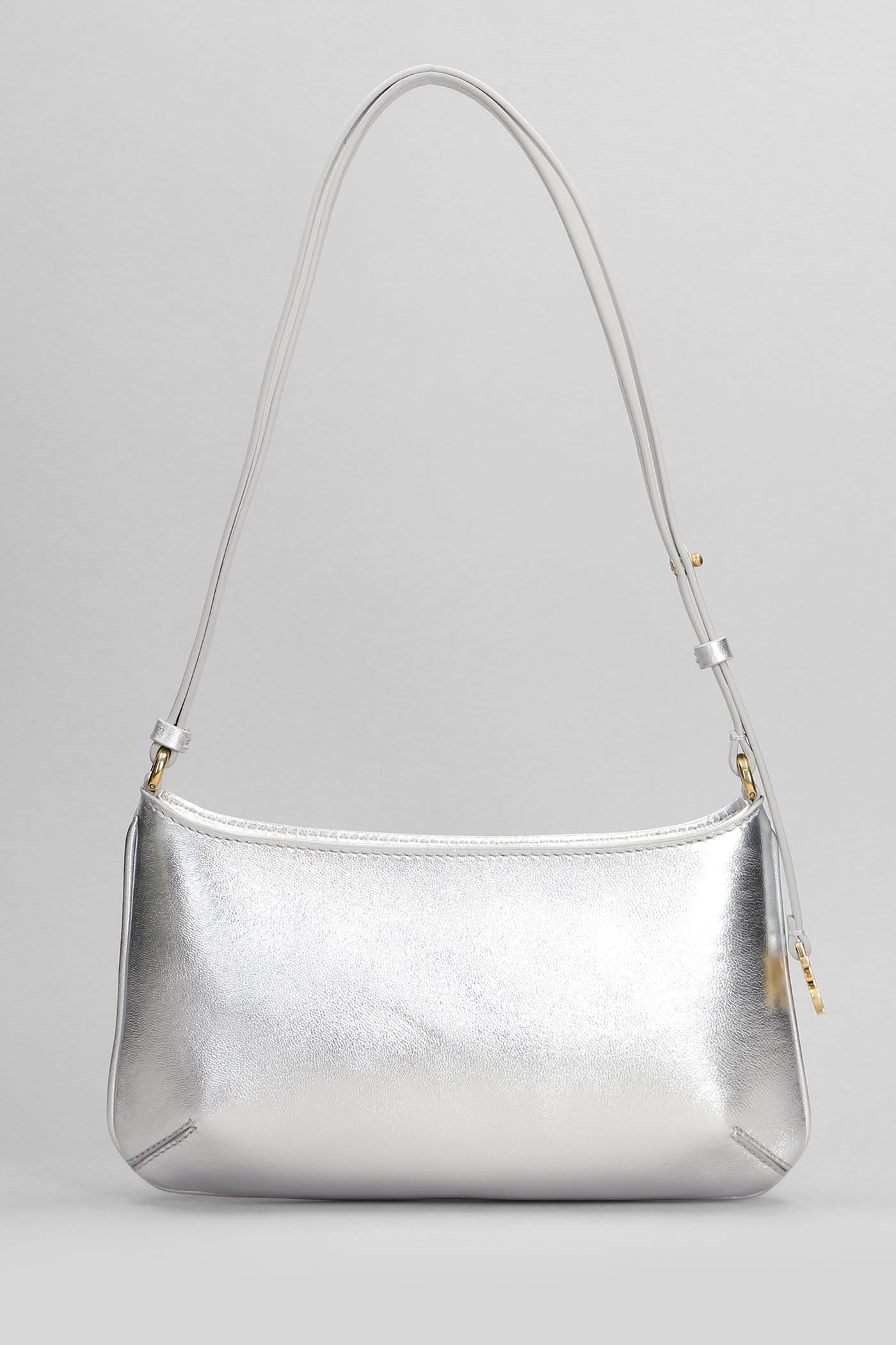 Shop Palm Angels Giorgina Metallic Shoulder Bag In Silver Leather