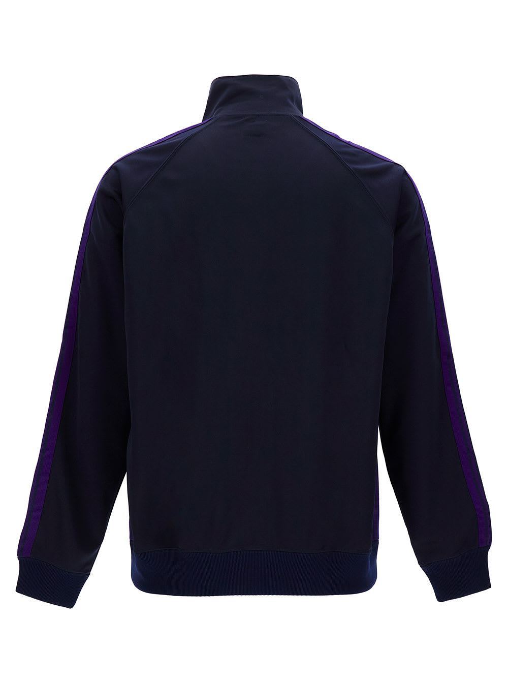 Shop Needles Blue High-neck Sweatshirt With Logo Embroidery In Tech Fabric Man